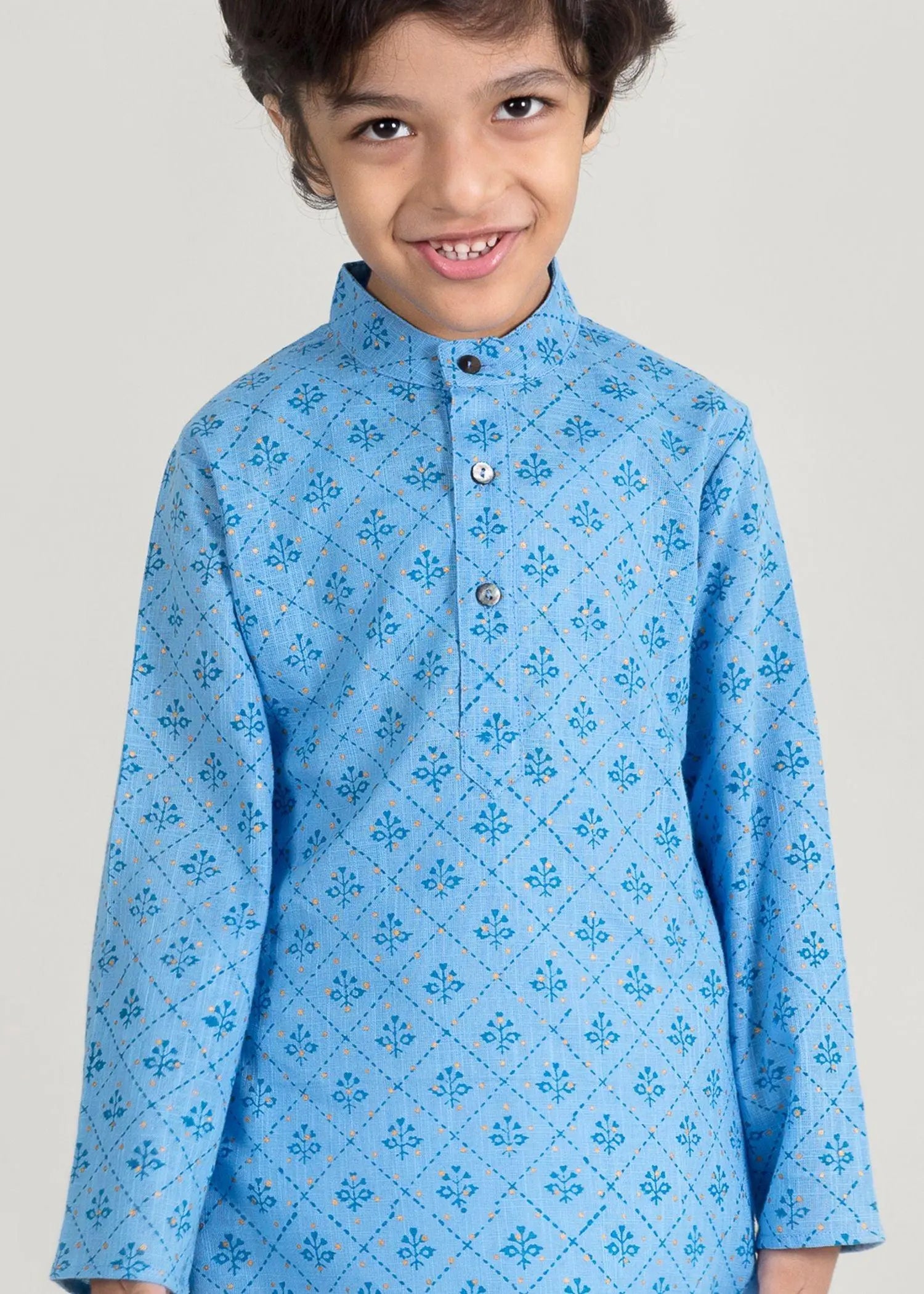 Ember Buti Blue Cotton Kurta Boy (6 Month to 14 Years)