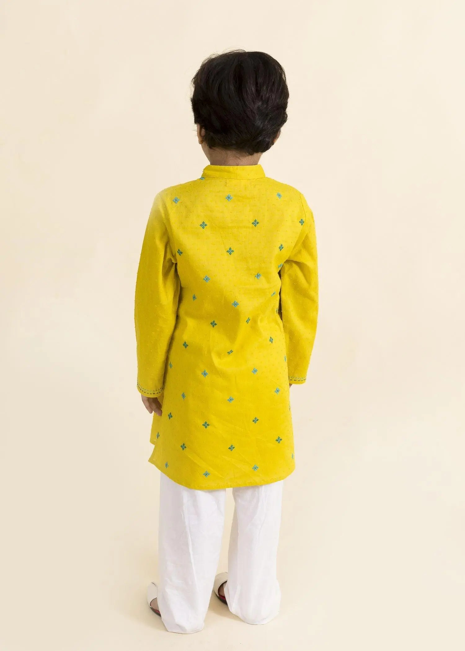 Embroidered Yellow Cotton Kurta Boy (6 Month to 12 Years)