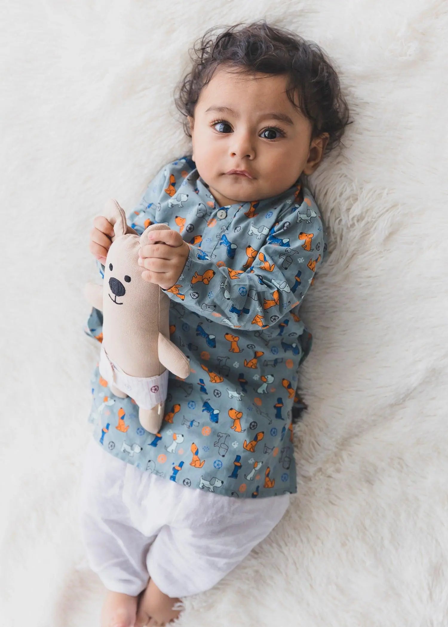 Lazy Dog Grey Cotton Kurta Boy (6 Months to 12 Years)