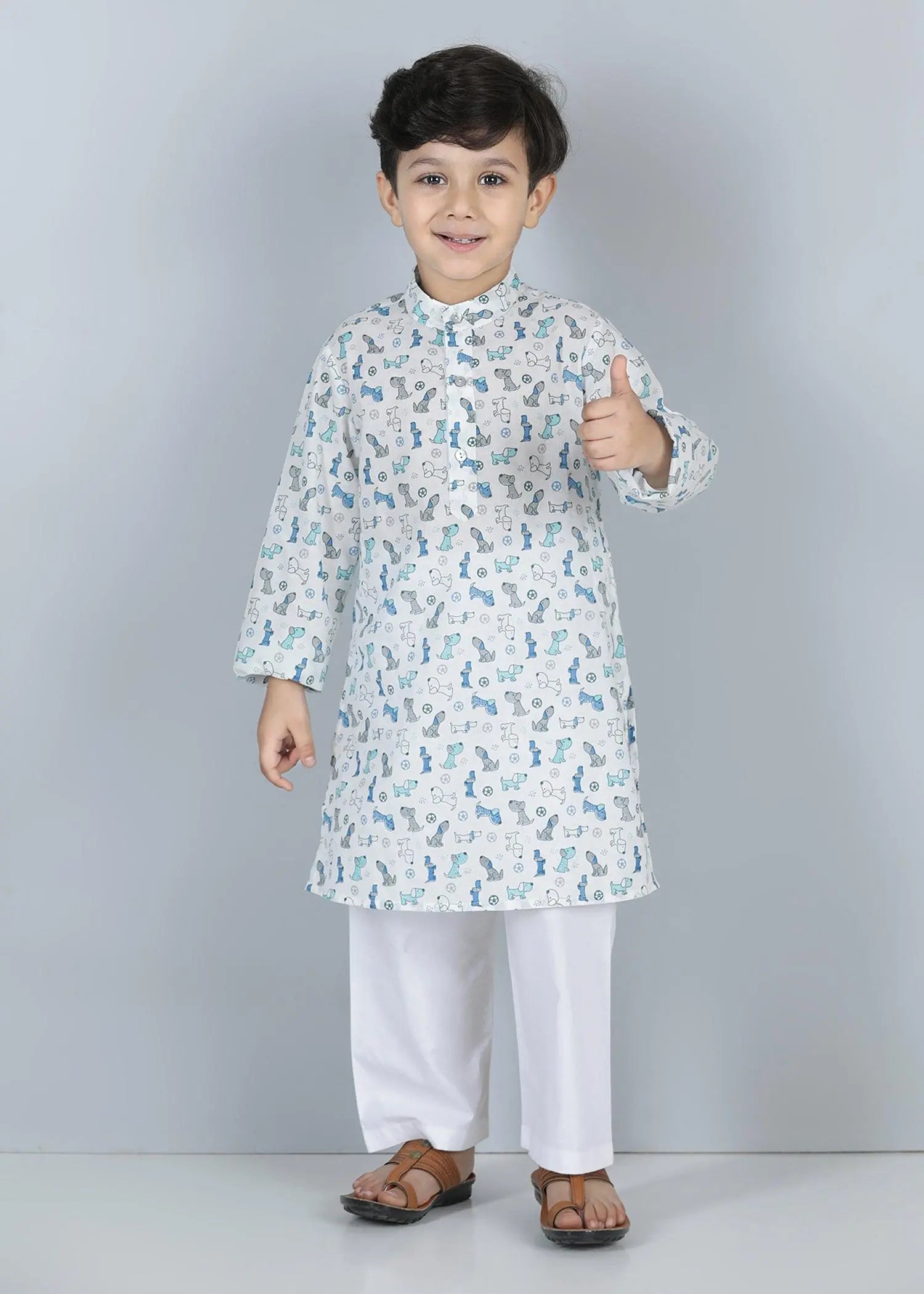 Lazy Dog White Cotton Kurta Boy (6 Months to 12 Years)