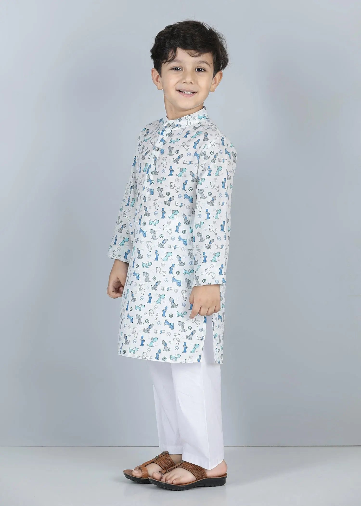 Lazy Dog White Cotton Kurta Boy (6 Months to 12 Years)