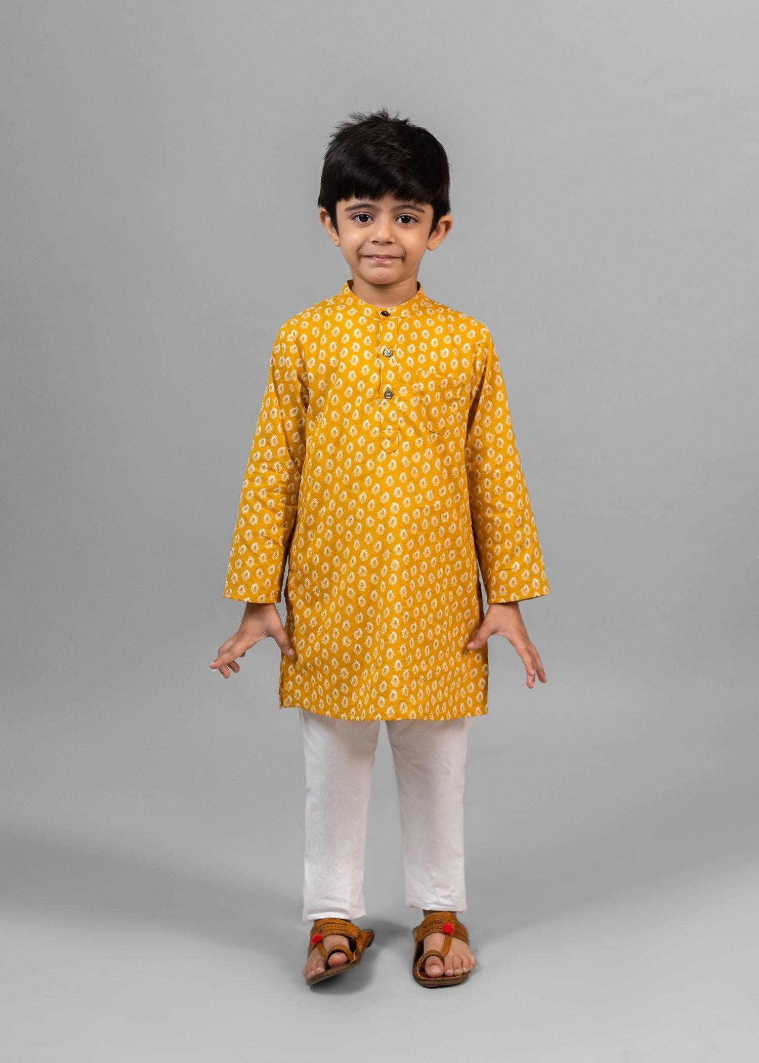 Helia Mustard Cotton Kurta Boy (2 Years to 12 Years)