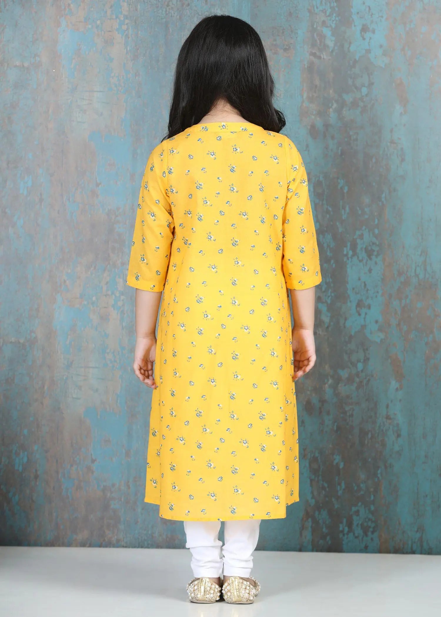 Soumya Bloom Yellow Cotton Kurta Girl (2-12 Years)