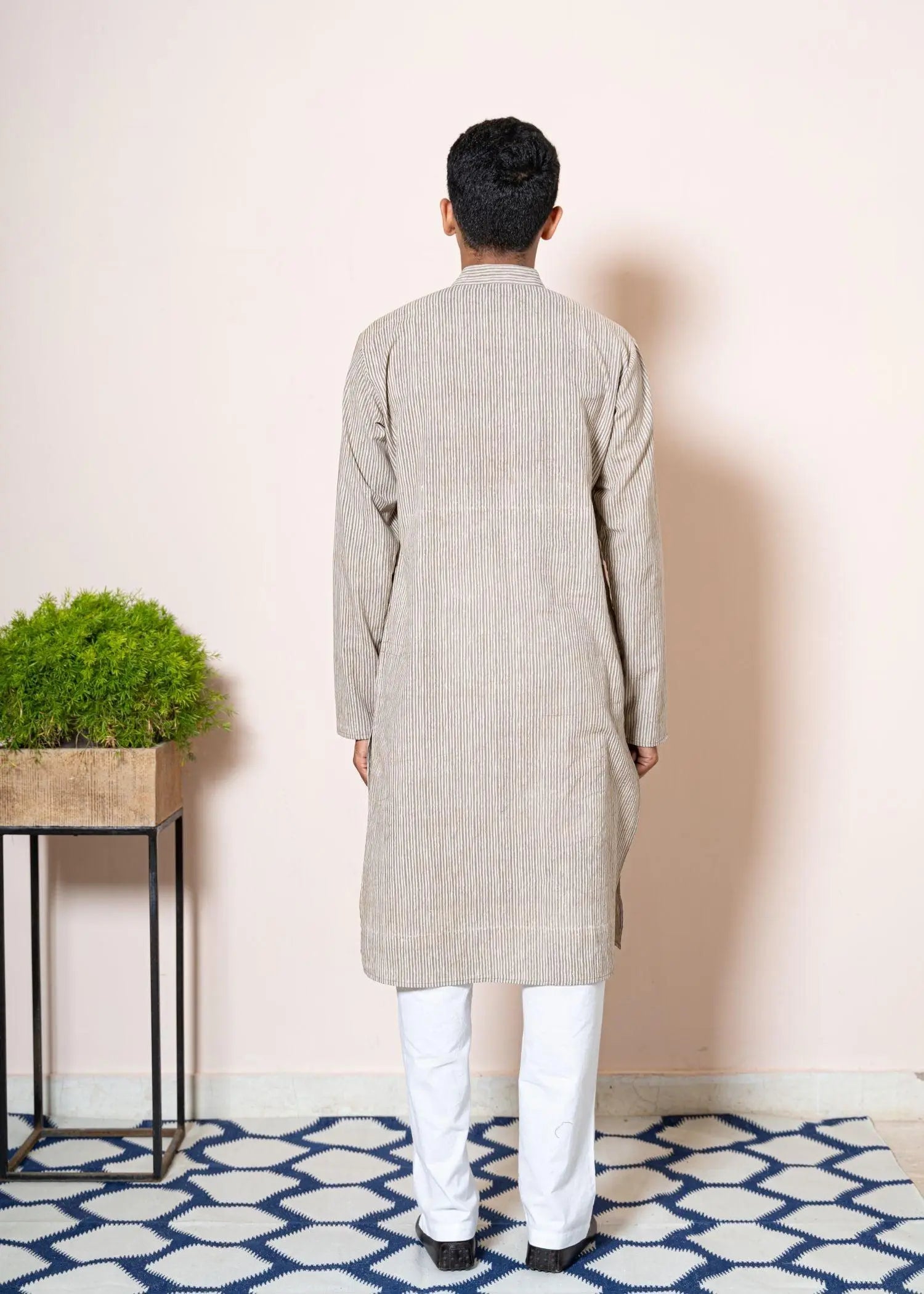 Pastel Stripe Mud Cotton Full sleeve Kurta