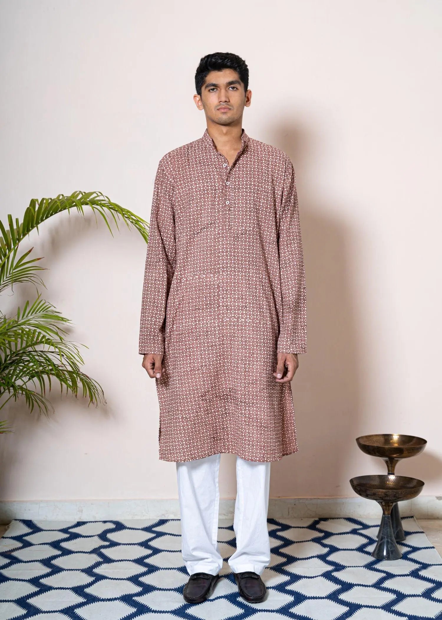 Snow Drop Onion Pink Cotton Full Sleeves Kurta