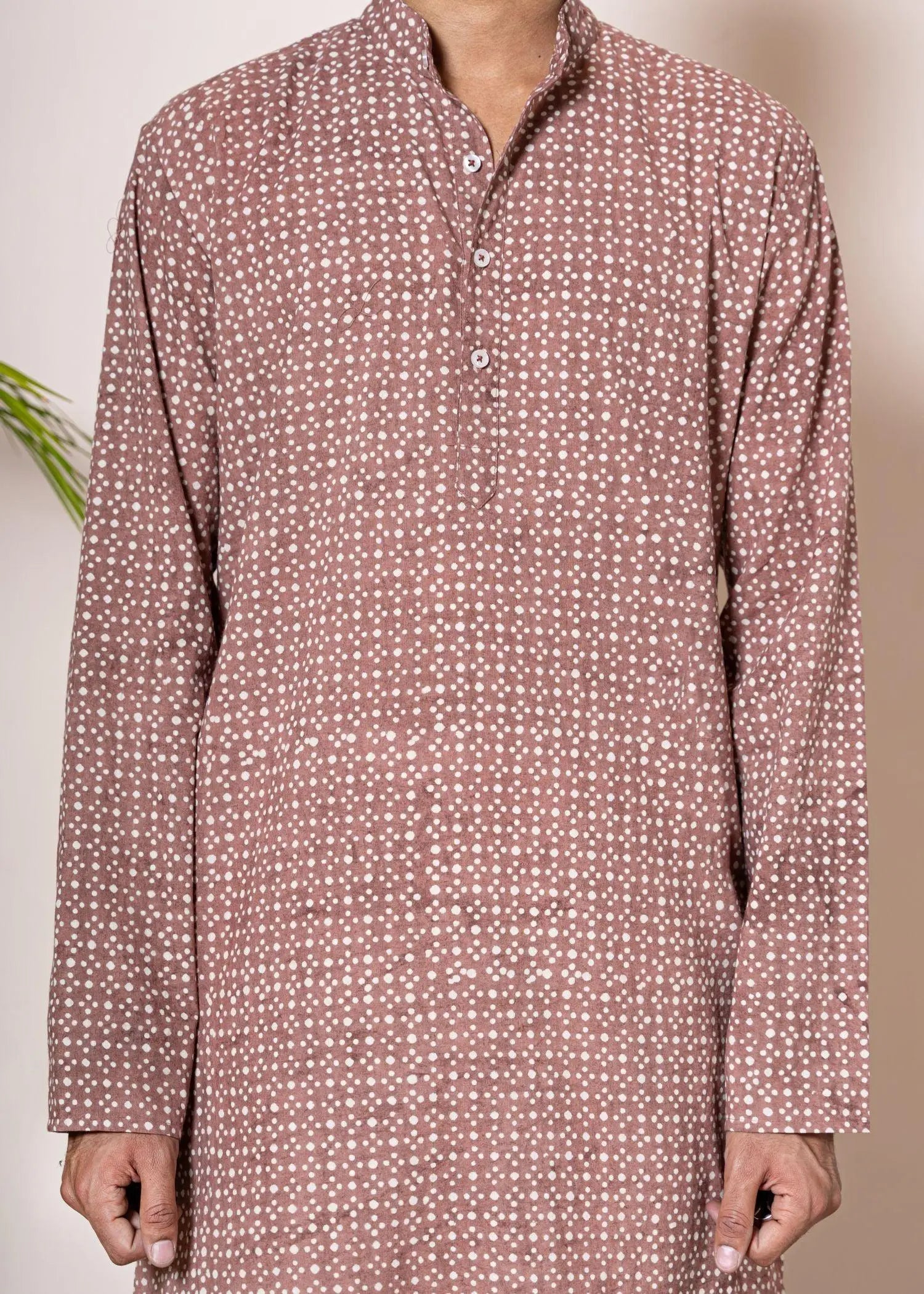 Snow Drop Onion Pink Cotton Full Sleeves Kurta