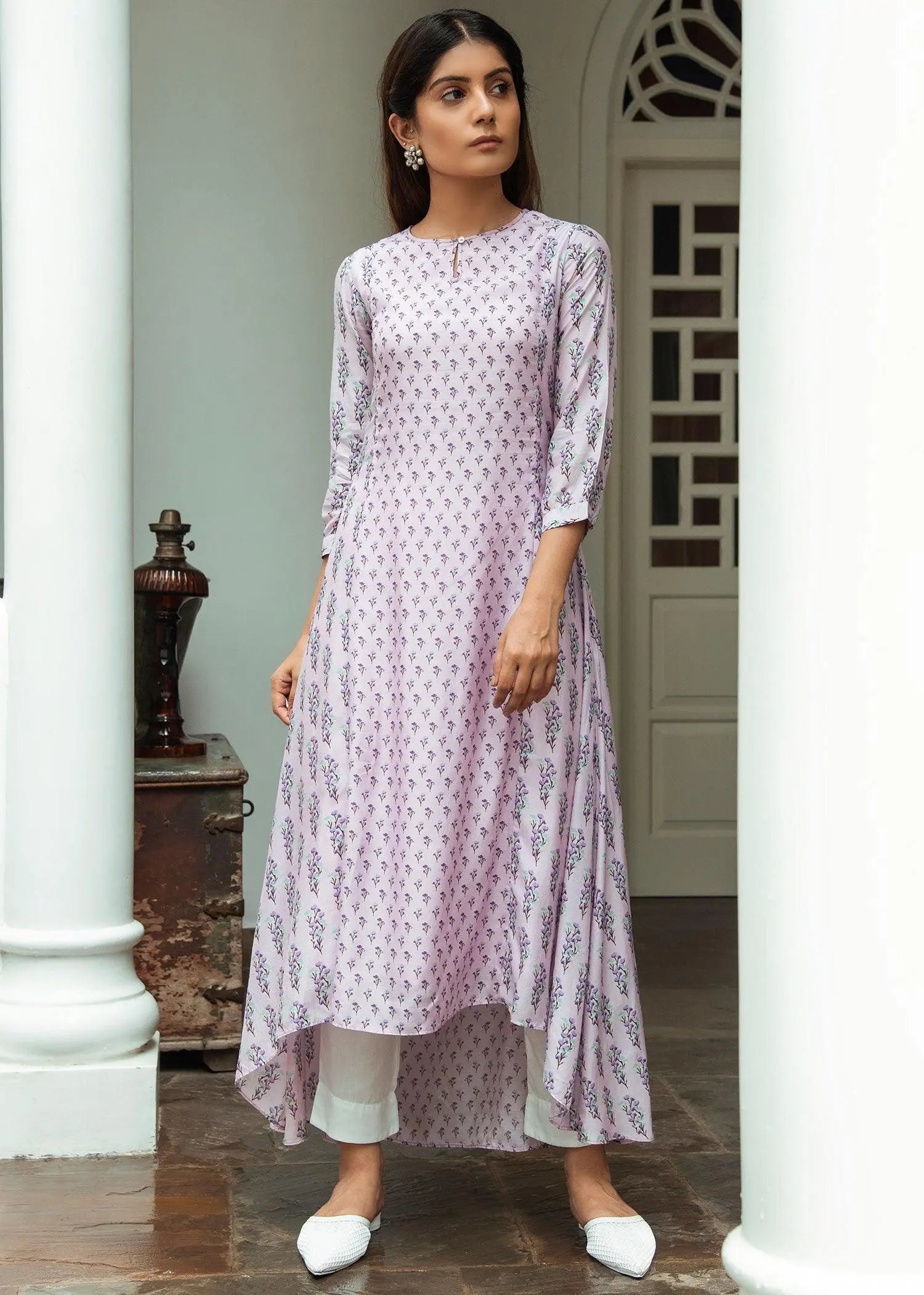 Firdaus Flared Lilac Viscose Long Kurta