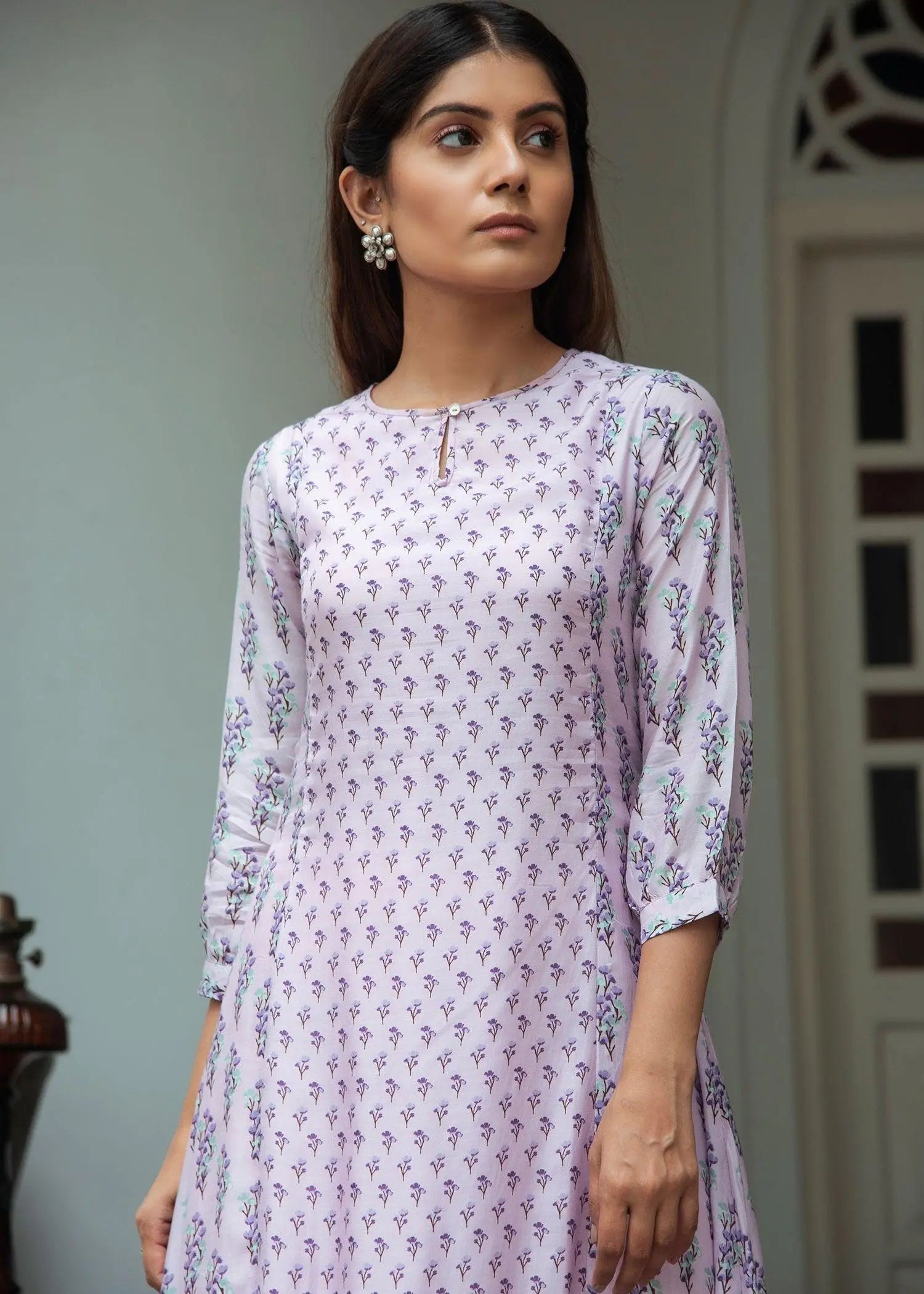 Firdaus Flared Lilac Viscose Long Kurta