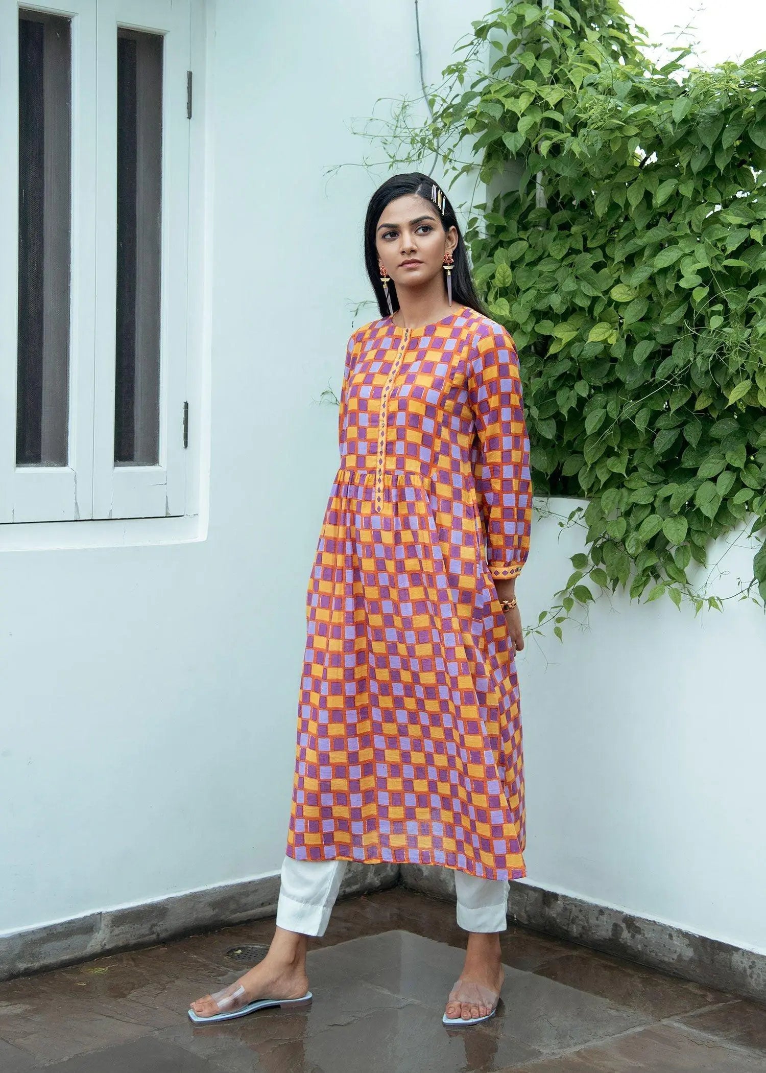 Kiara Orange Cotton Kurta