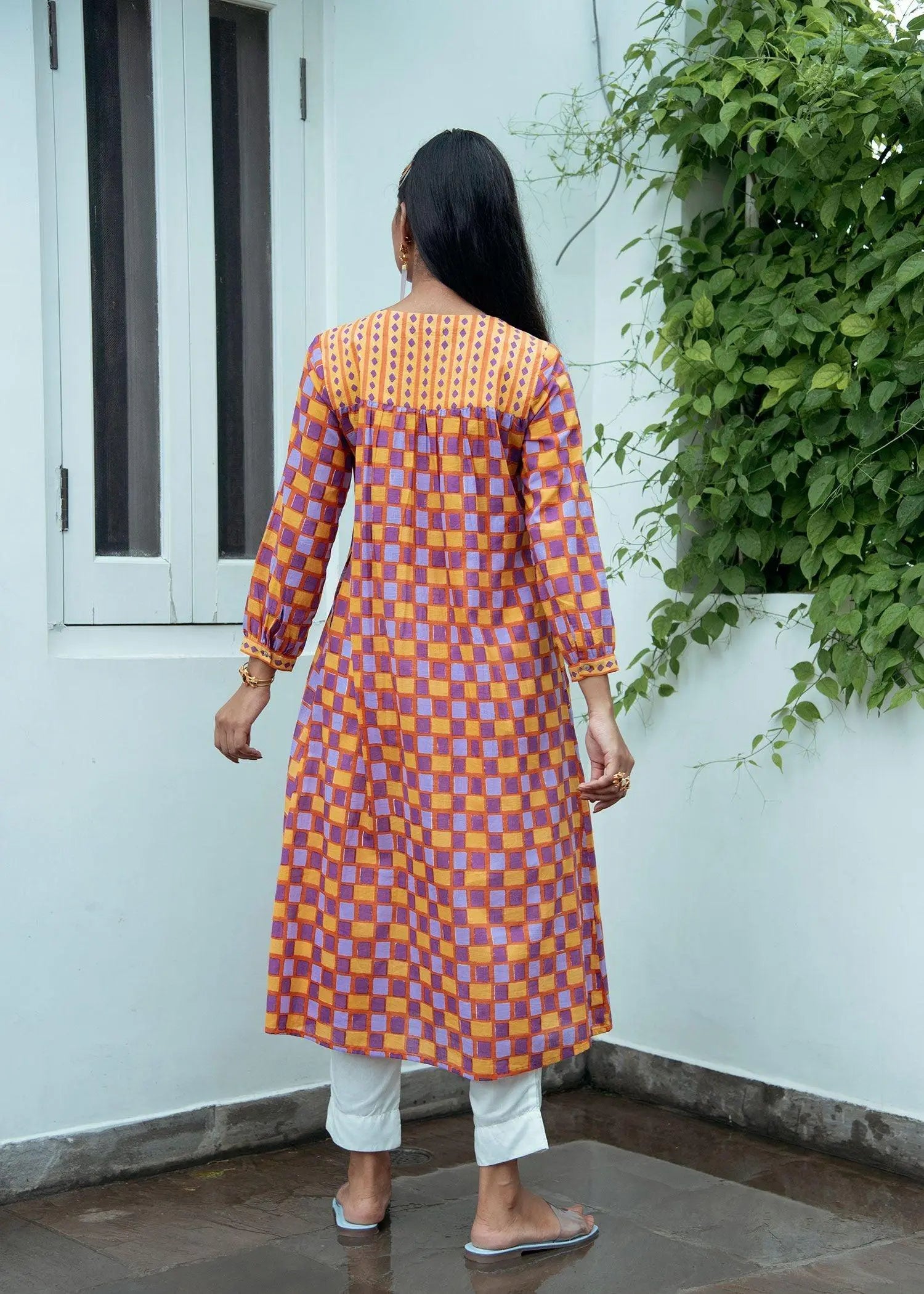 Kiara Orange Cotton Kurta