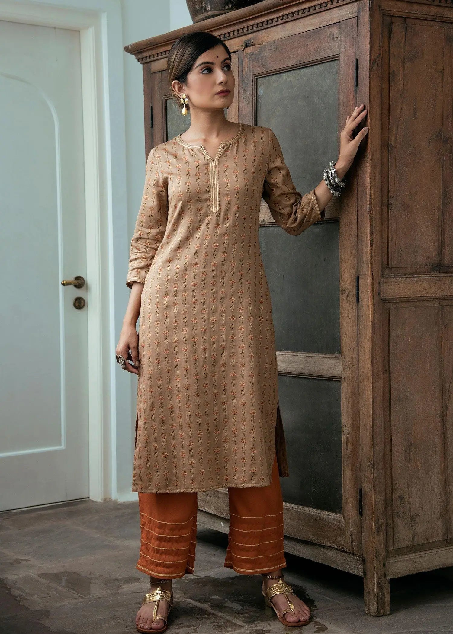 Moonlight Brown Straight Kurta