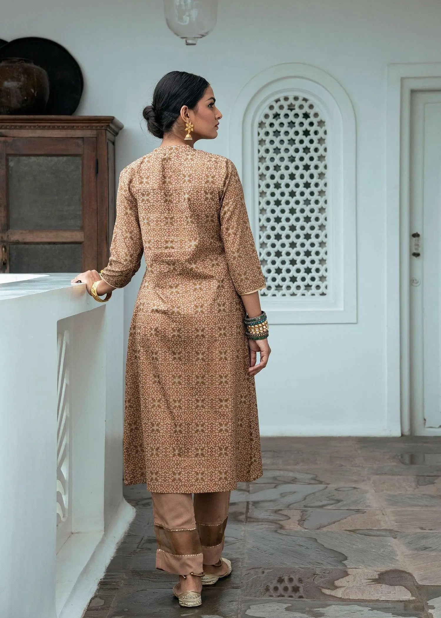 A Line Moonlight Brown Cotton Kurta