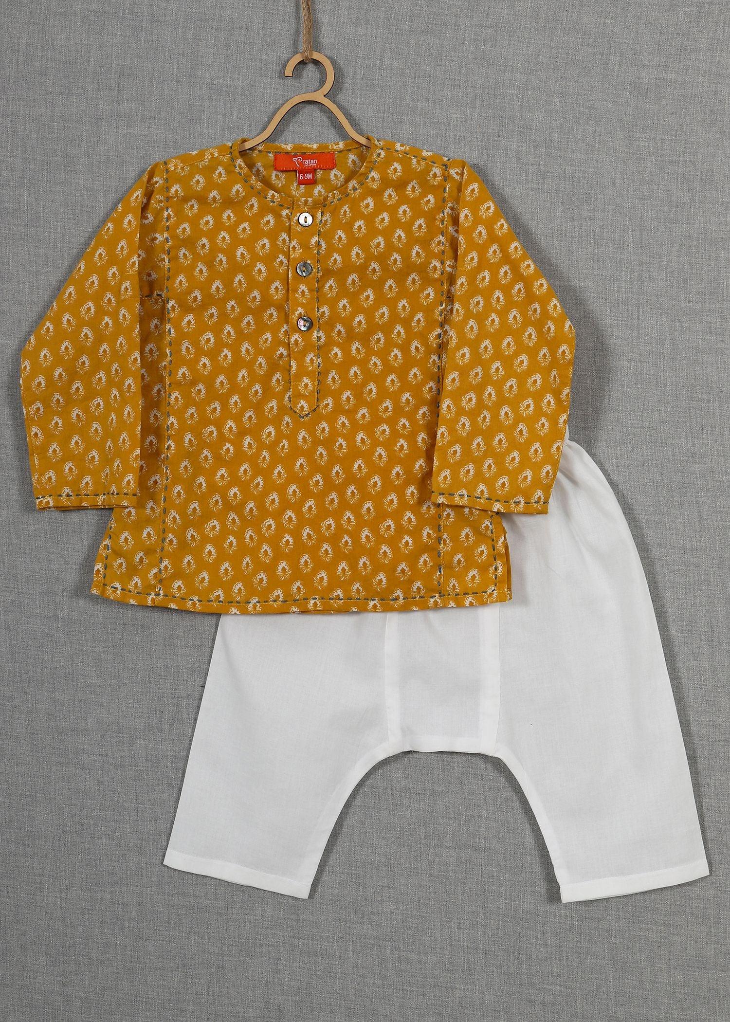 Indie Helia Mustard Cotton Kurta Baby Boy (6-24 months)