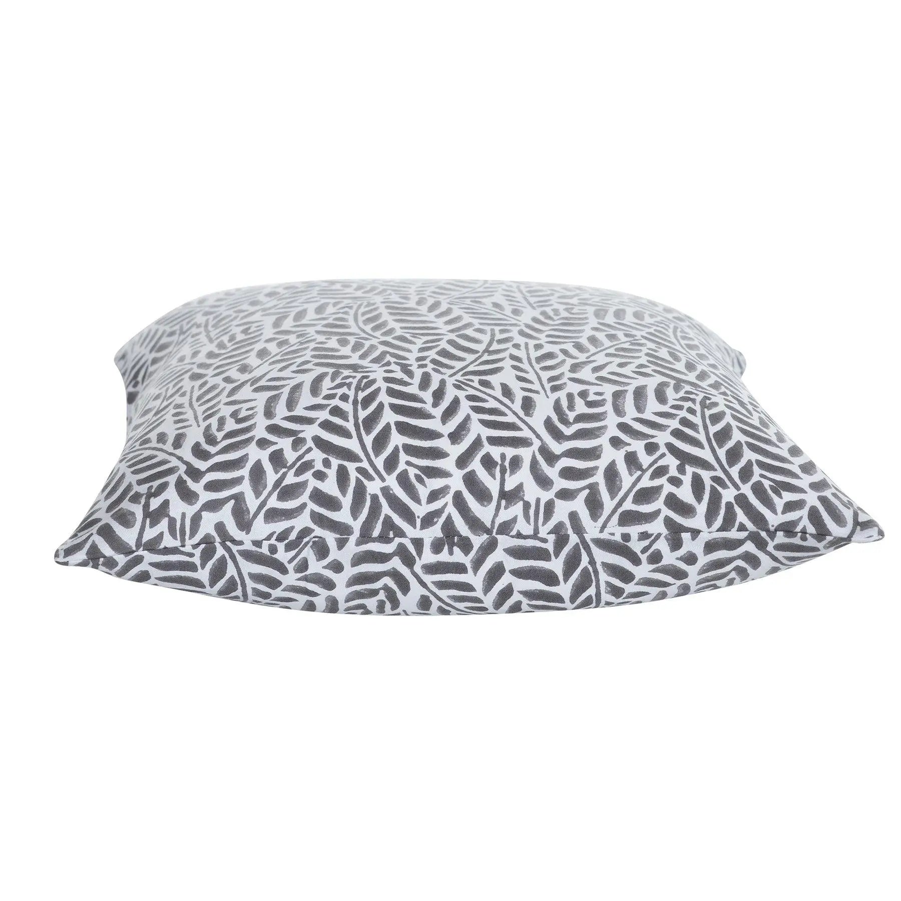 Chui Mui Grey Hand Block Print Cotton Cushion Cover