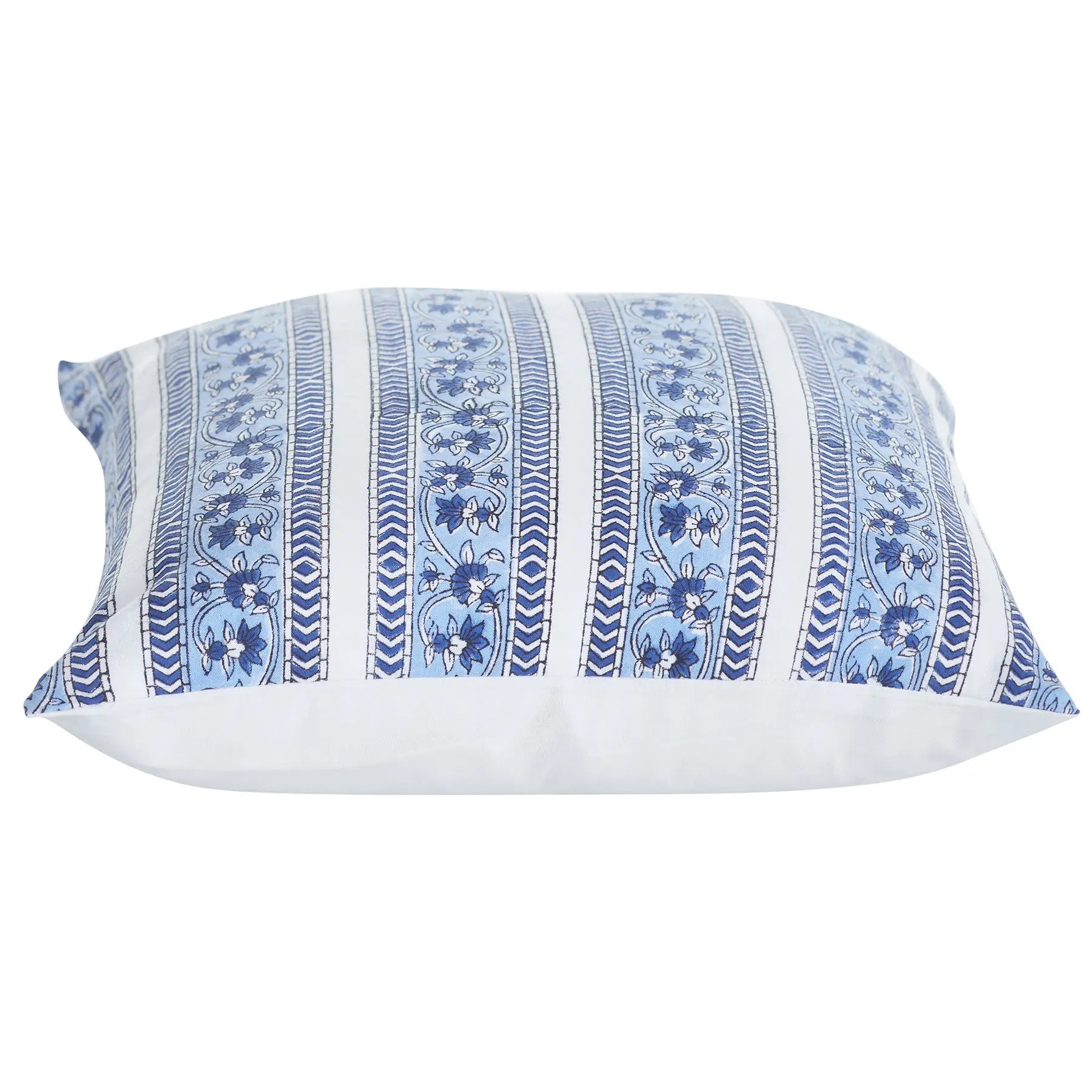 Palm Blue Hand Block Print Cotton Cushion Cover