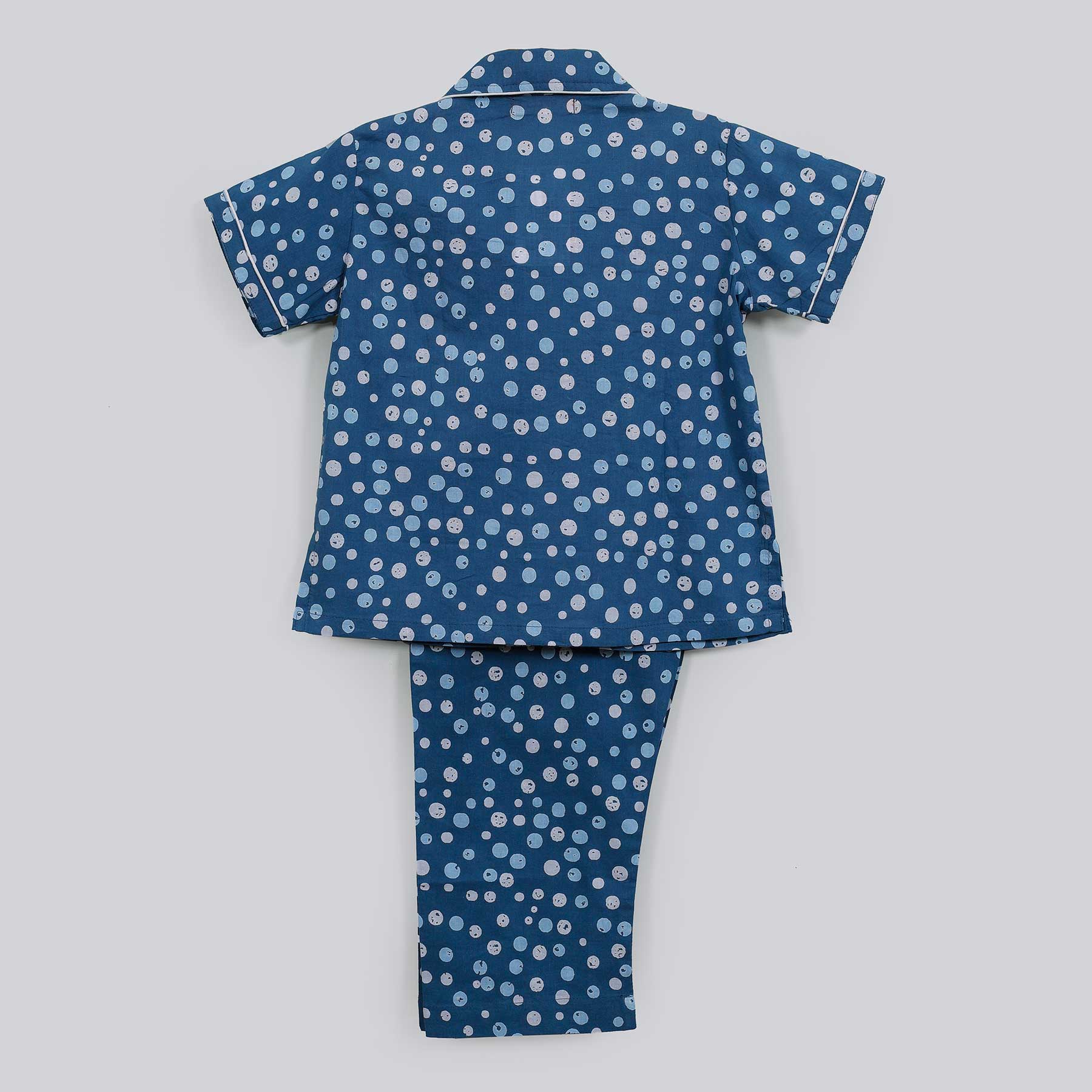 Bubbles Blue Cotton Half Sleeve Nightsuit Boy (1-12 Years)