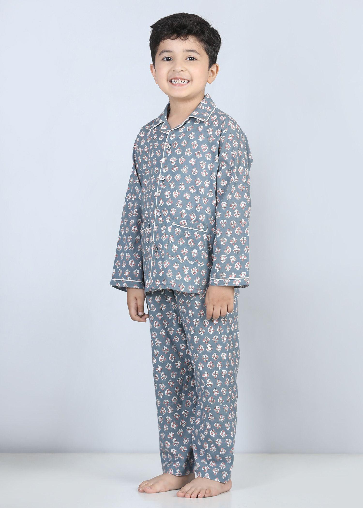 Iris Grey Full Sleeve Cotton Night Suit Boy (1-12 Years)