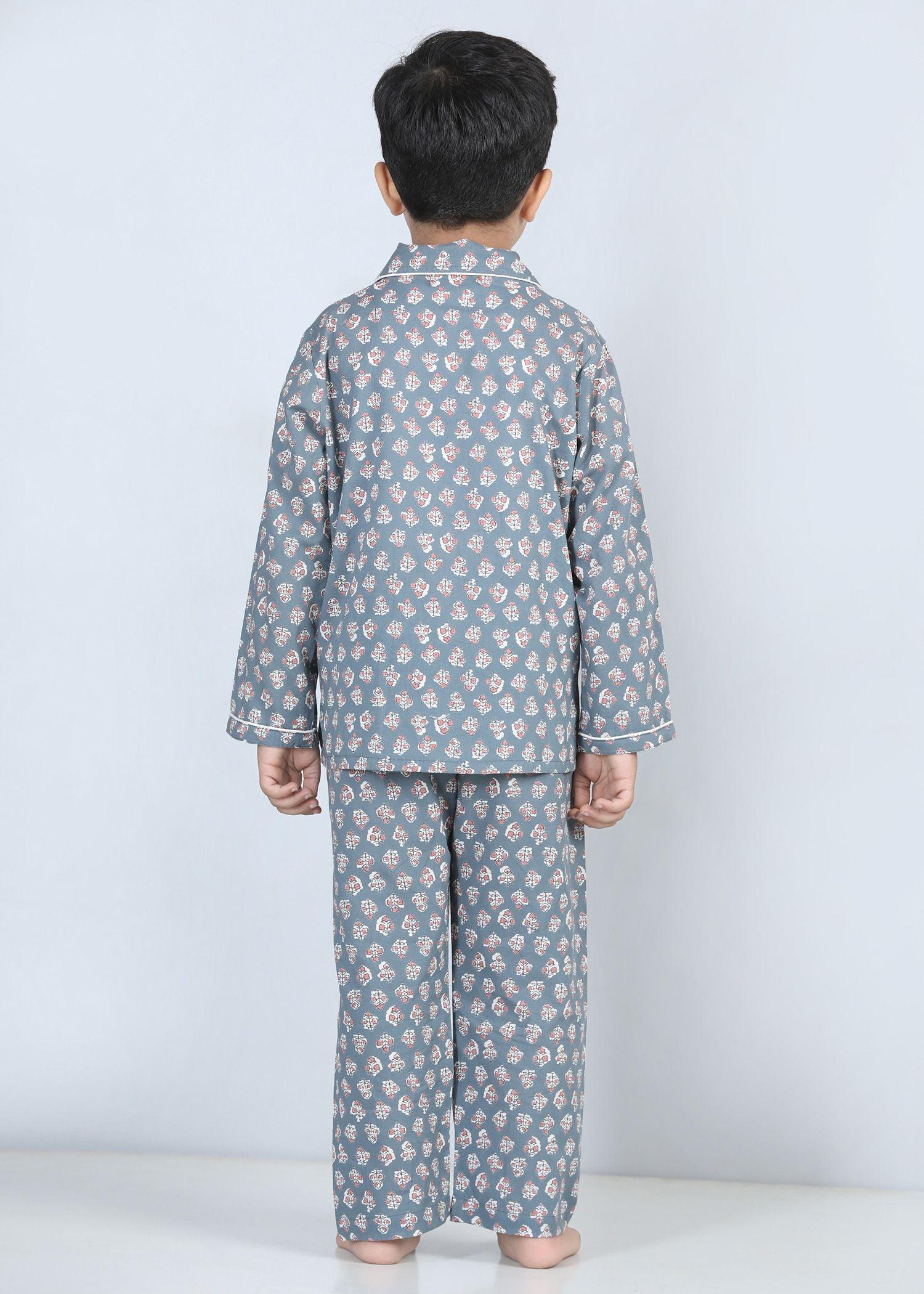 Iris Grey Full Sleeve Cotton Night Suit Boy (1-12 Years)