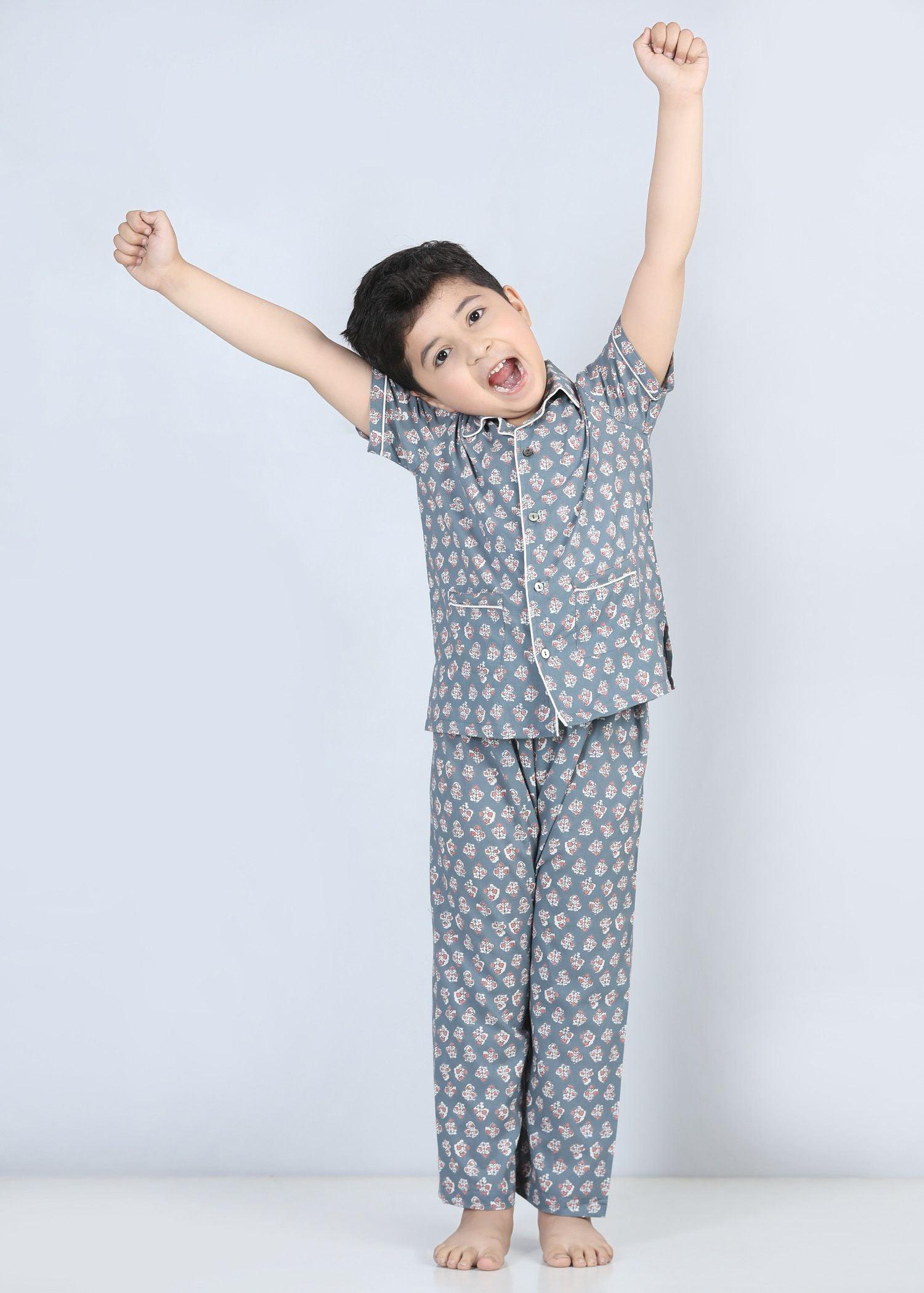 Iris Grey Half Sleeve Cotton Night Suit Boy (1-12 Years)