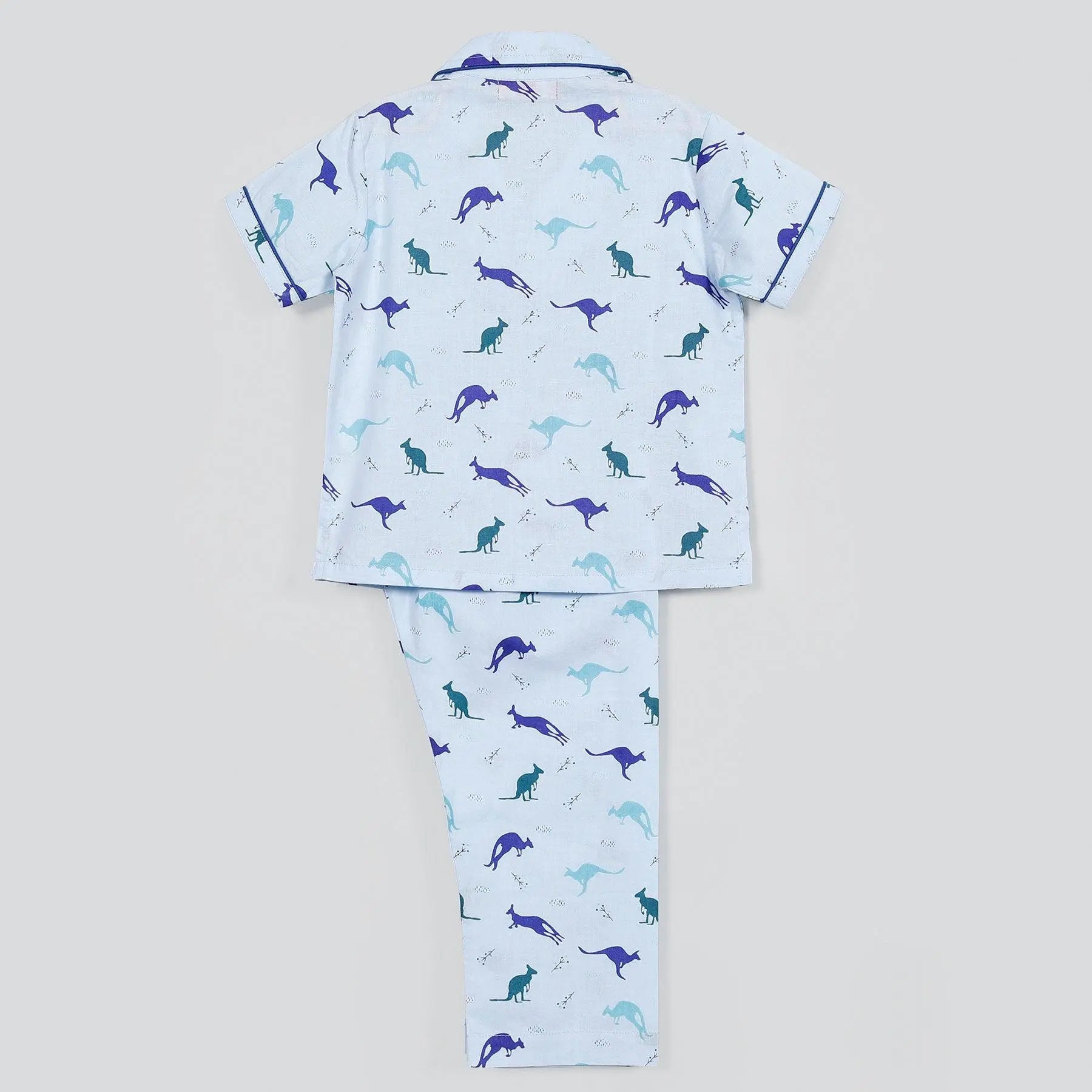 Kanga Blue Cotton Half Sleeve Nightsuit Boy (0-12 Years)