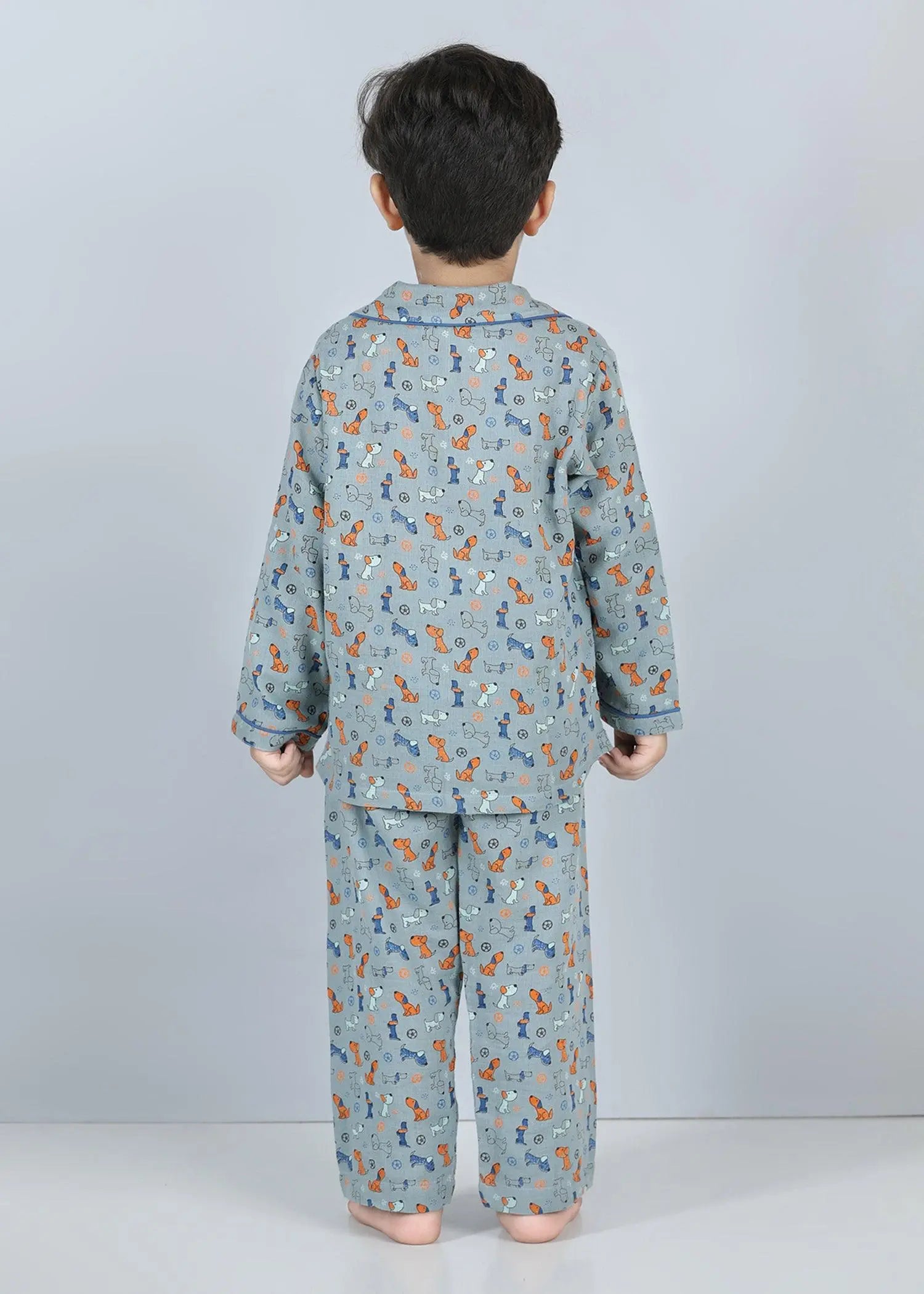 Lazy Dog Grey Full Sleeves Cotton Nighsuit Boy (1-12 Years)