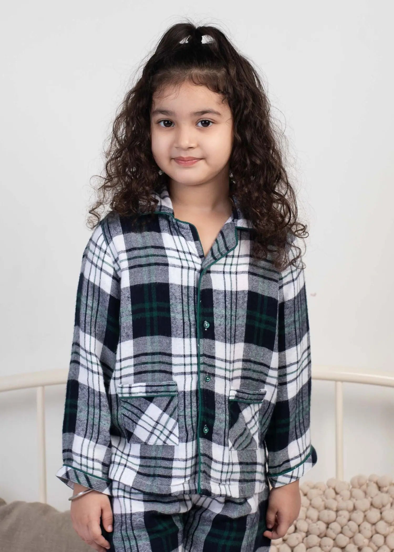 Checks Black Full Sleeves Nighsuit Unisex (1-14 Years)