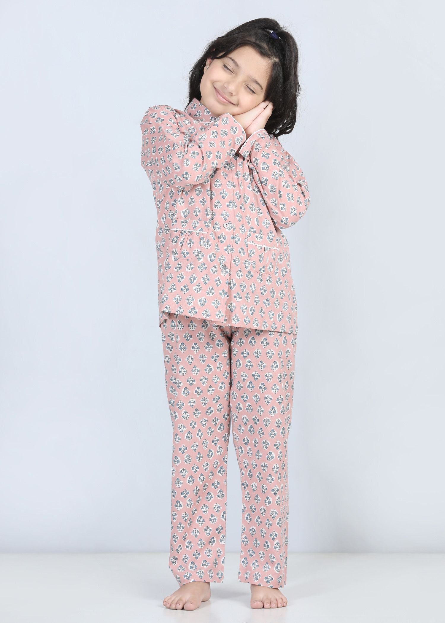 Iris Grey Full Sleeve Cotton Nighsuit Girl (1-12 Years)