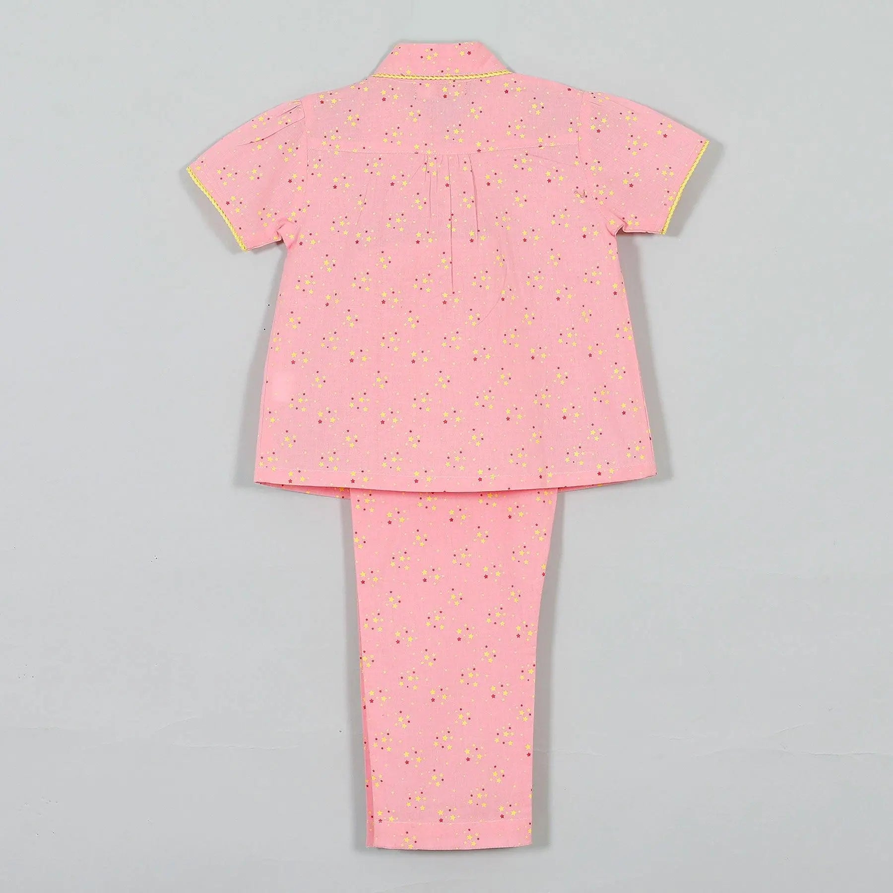 Star Pink Half Sleeve Cotton Nighsuit Girl (0-12 Years)