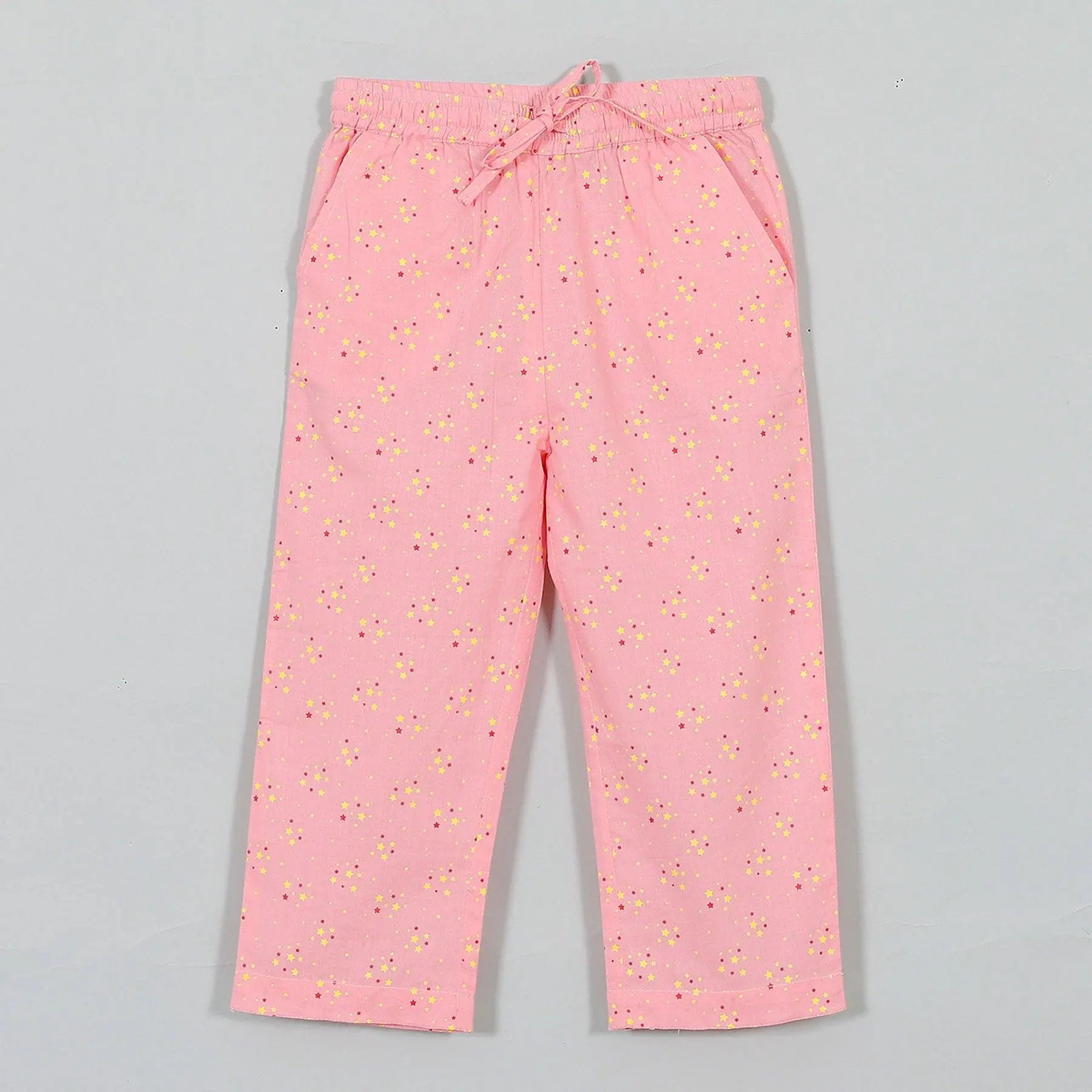 Star Pink Half Sleeve Cotton Nighsuit Girl (0-12 Years)