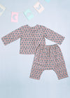 Iris Pink Full Sleeves Cotton Achint Night Suit Set (3-12 Months)