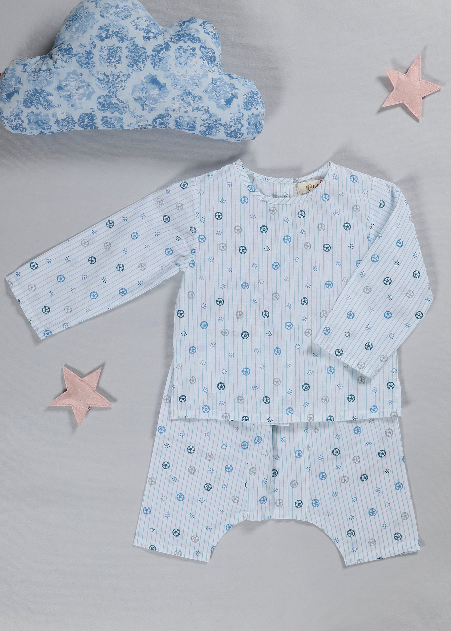 Stripes Blue Night Suit Unisex (3-12 Months)