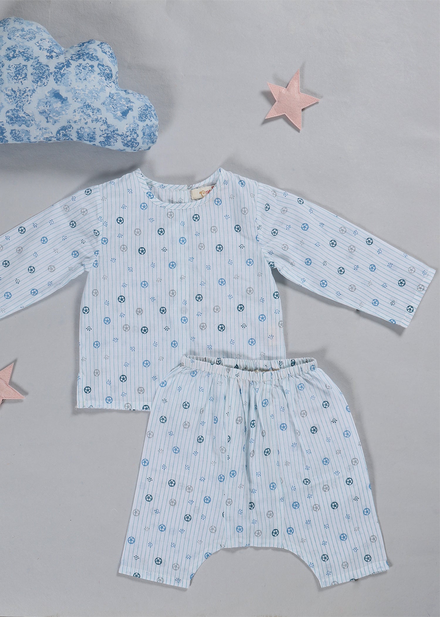 Stripes Blue Night Suit Unisex (3-12 Months)