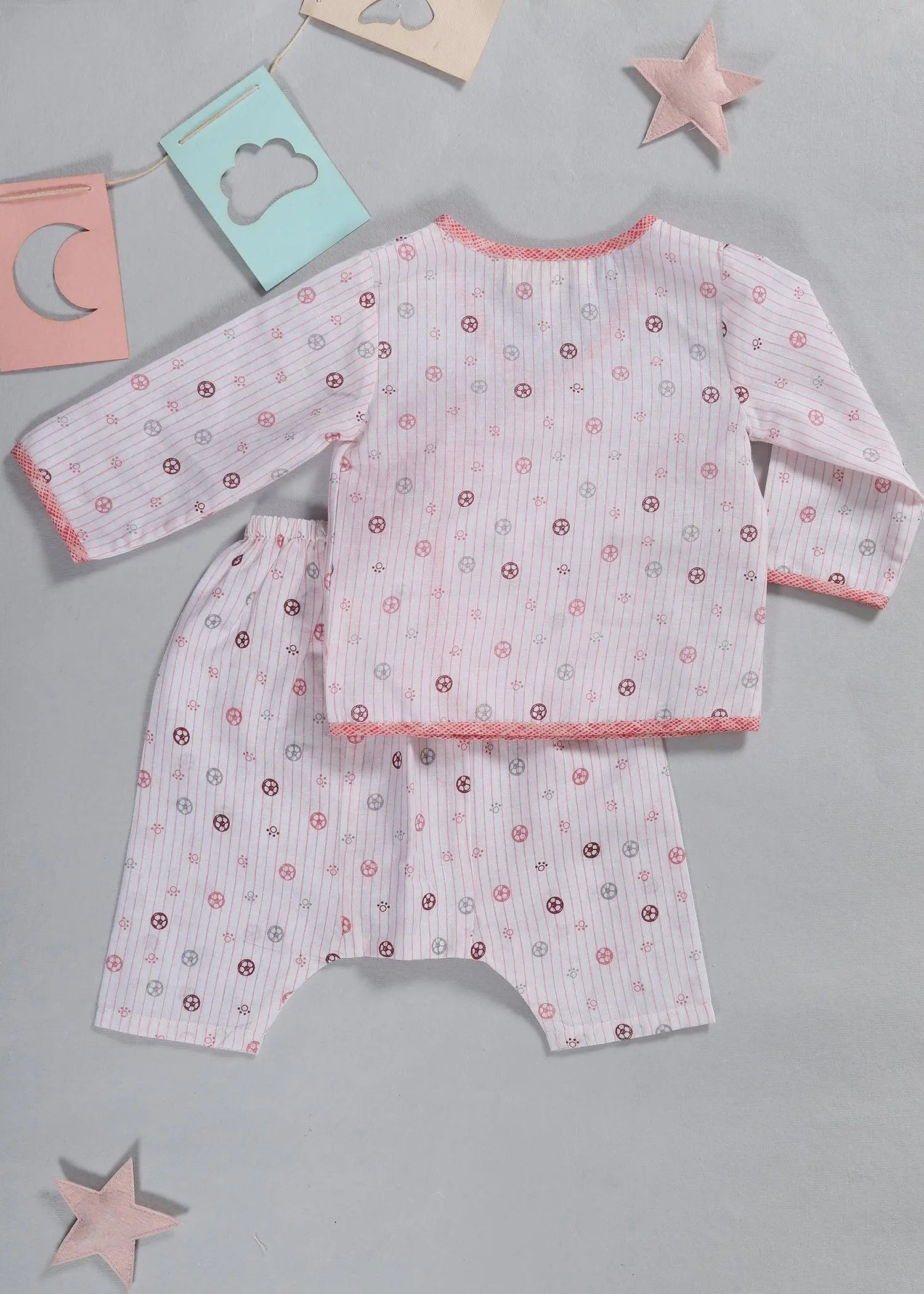 Stripes Pink Night Suit Unisex (3-12 Months)