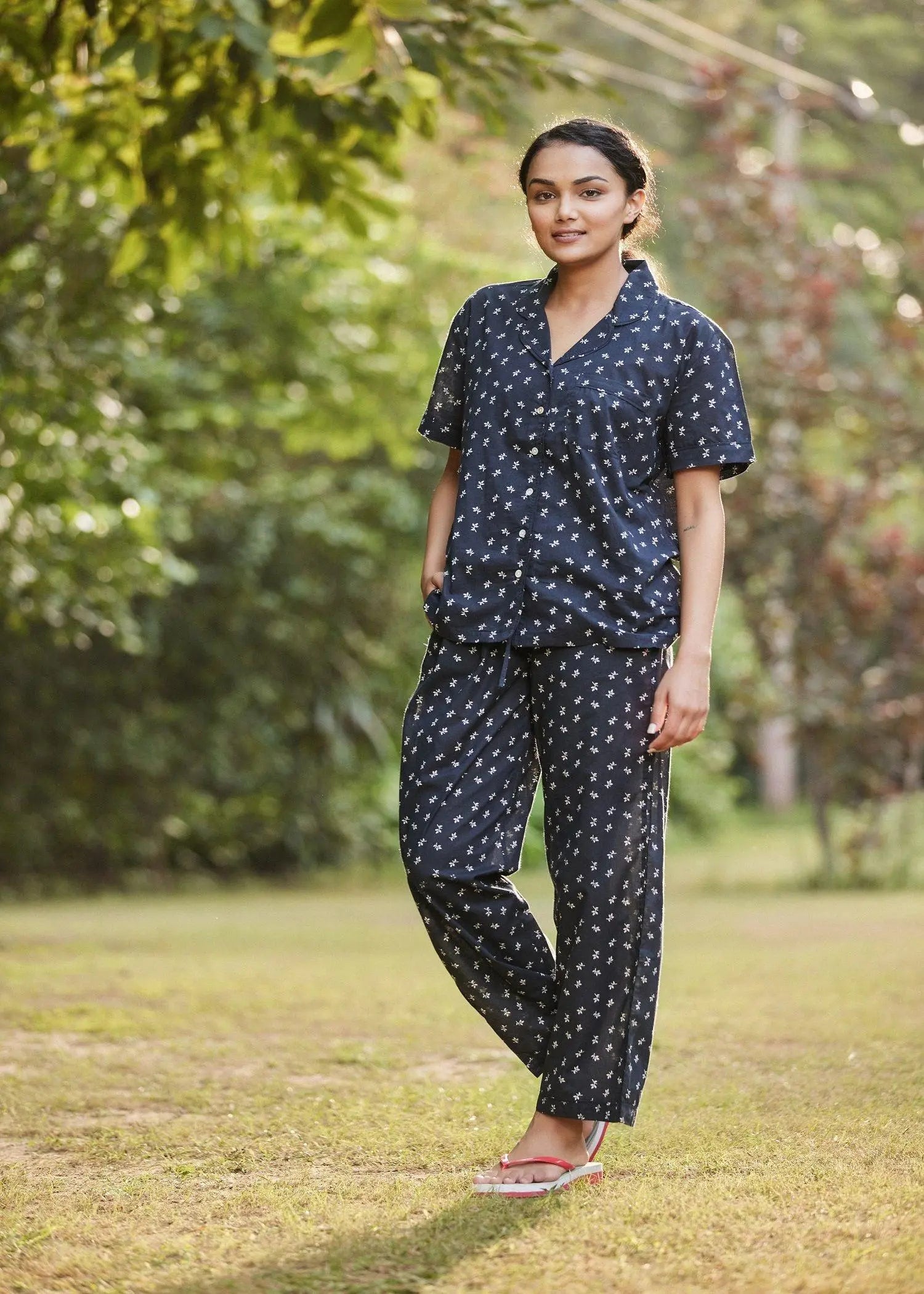 Jasmine Buti Blue Cotton Night Suit set