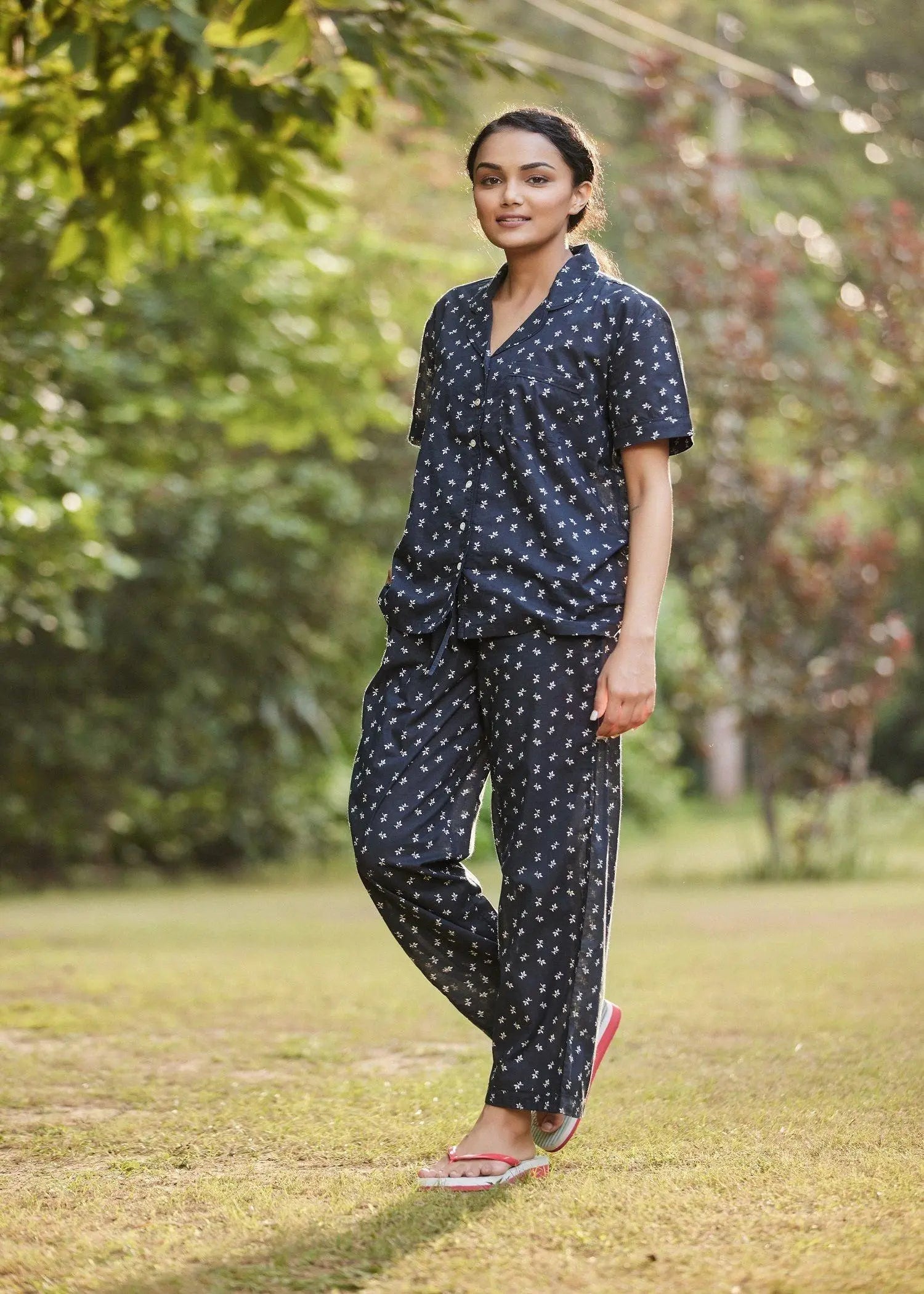 Jasmine Buti Blue Cotton Night Suit set