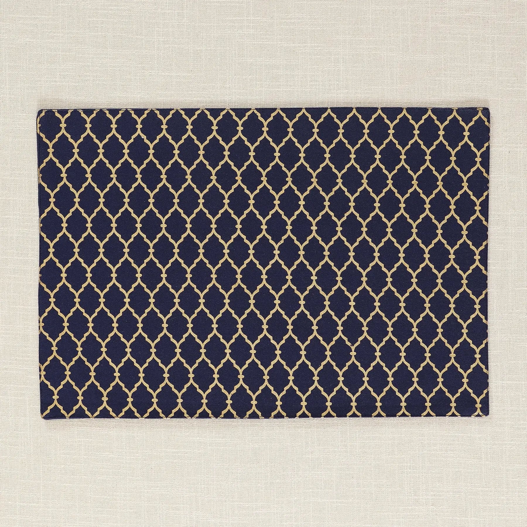 Ozee Jaal Gold & Blue Cotton Table Mat Set of 6