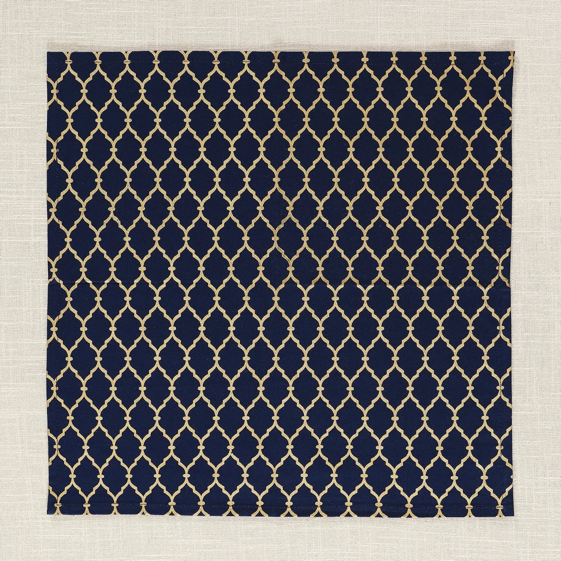 Ozee Jaal Gold & Blue Cotton Napkin Set of 6