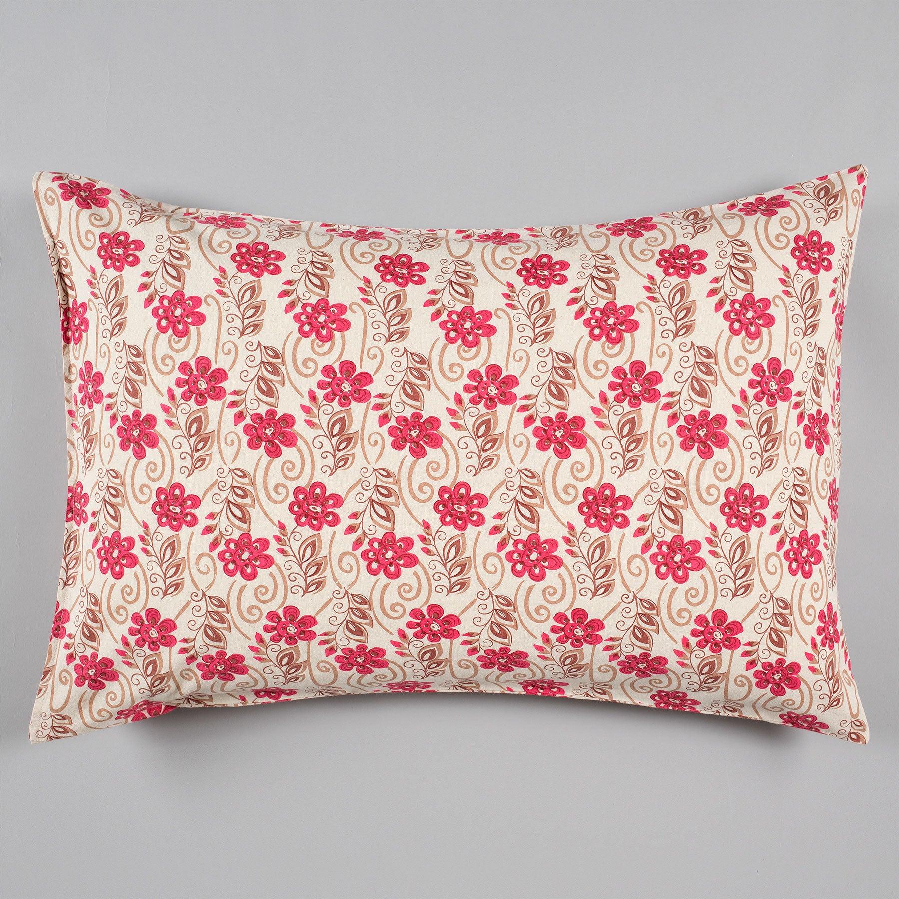 Vaidehi Brown and Pink Cotton Pillow Cover Set of 2