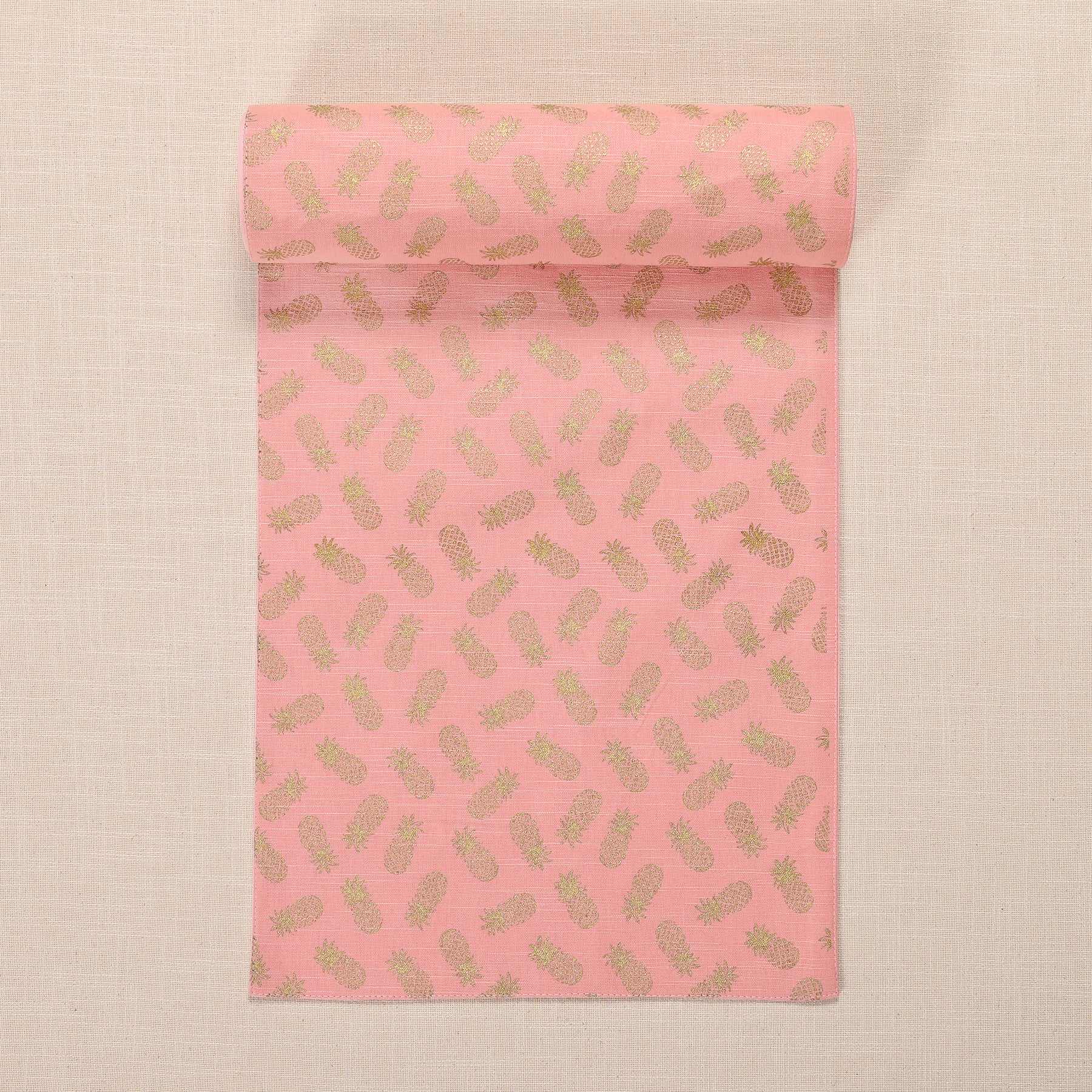 Pineapple Gold & Pink Cotton Runner