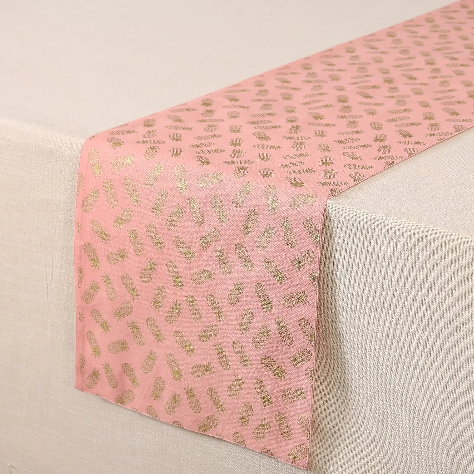 Pineapple Gold & Pink Cotton Runner