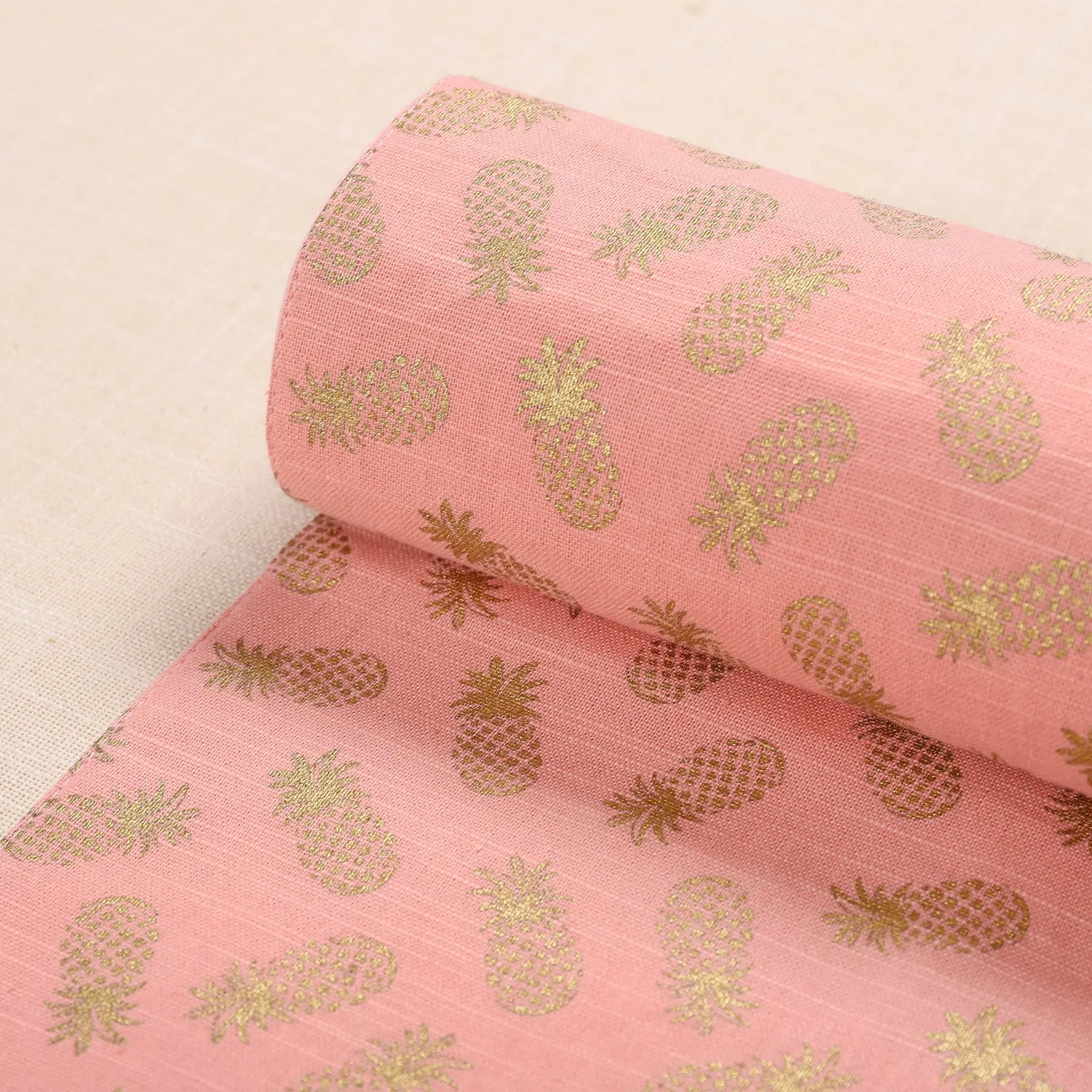 Pineapple Gold & Pink Cotton Runner