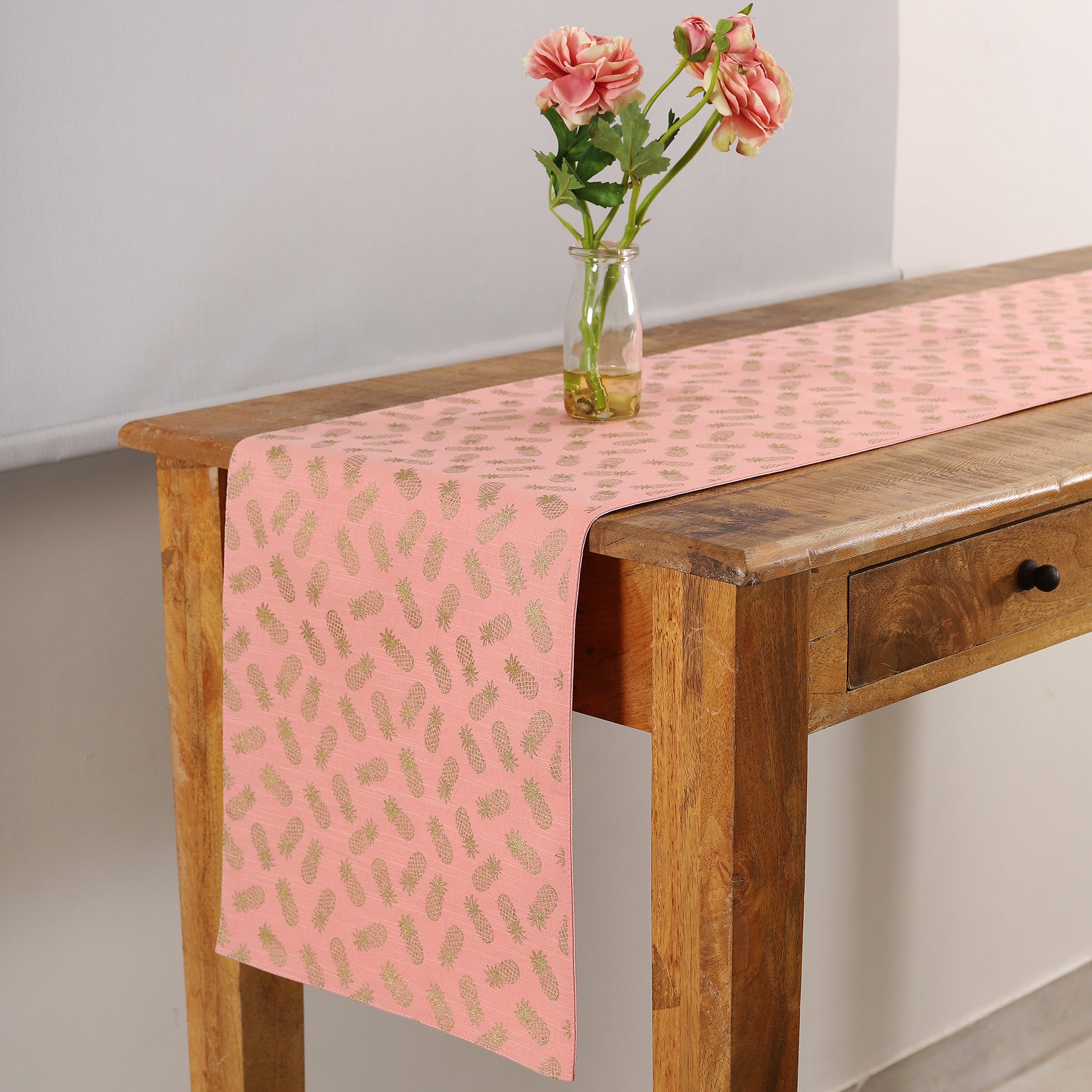 Pineapple Gold & Pink Cotton Runner