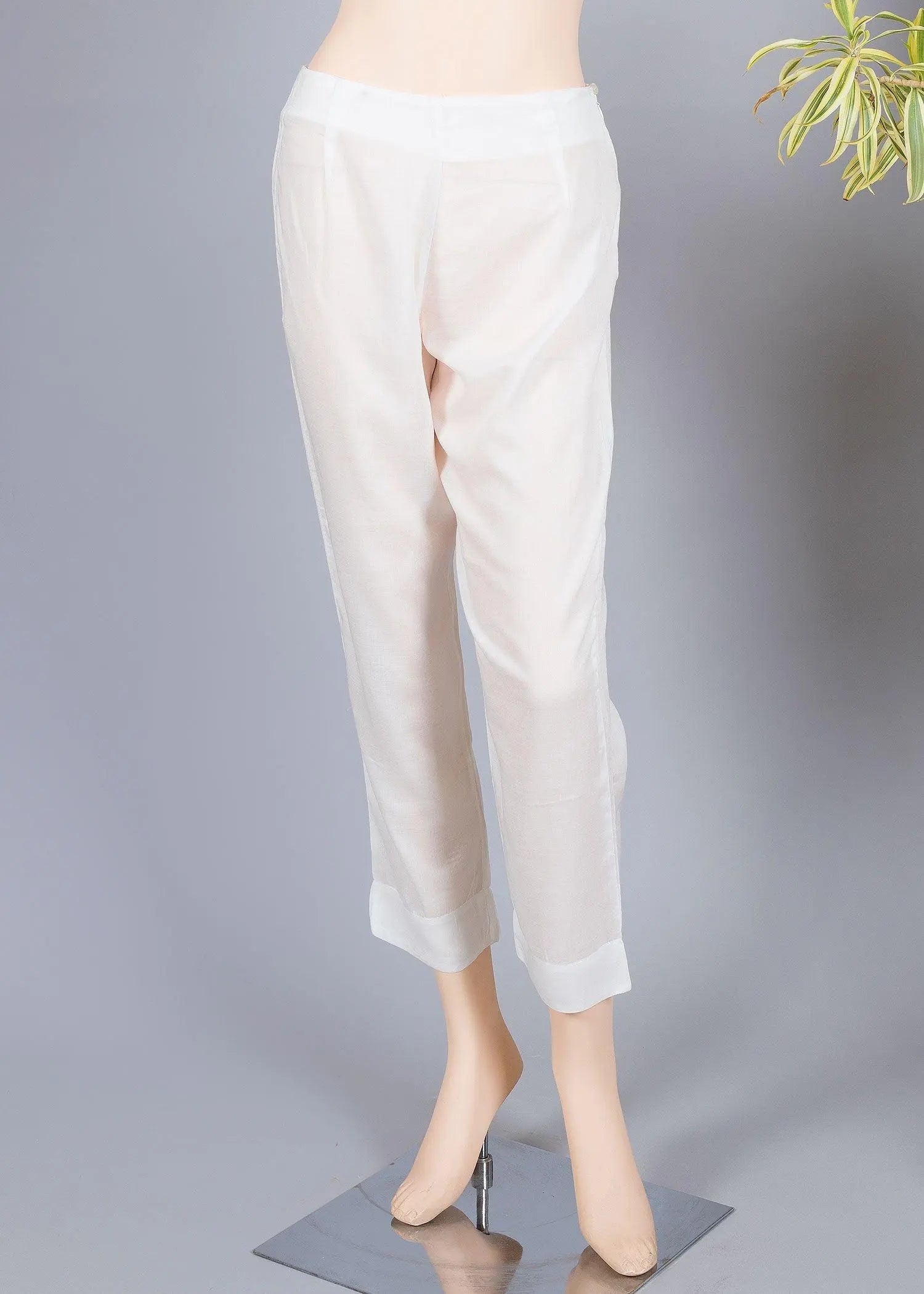 White Crop Viscose Pants