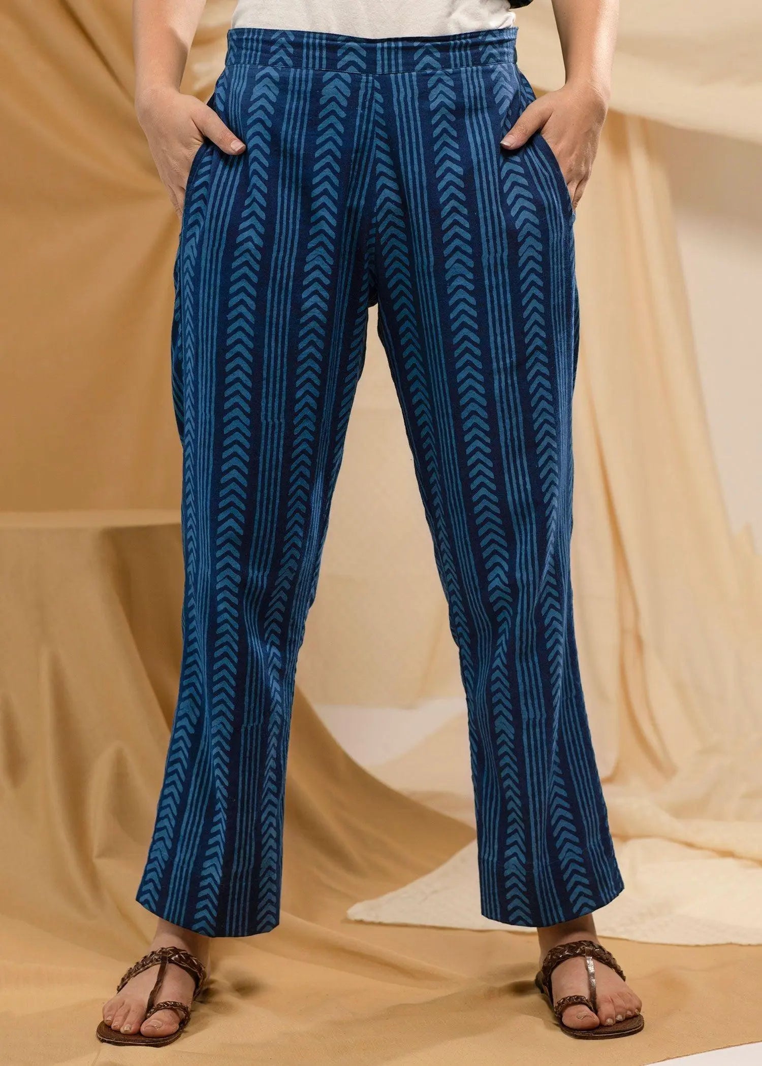 Blue Color Tapered Cotton Pant