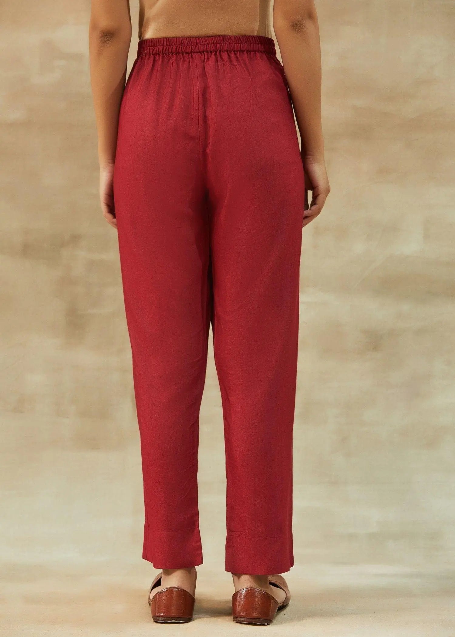 Red Straight Tapered Pant