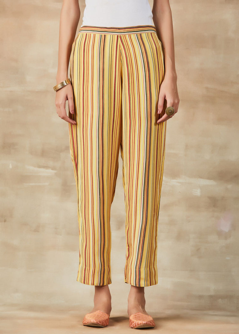 Yellow Tapered Straight Pants