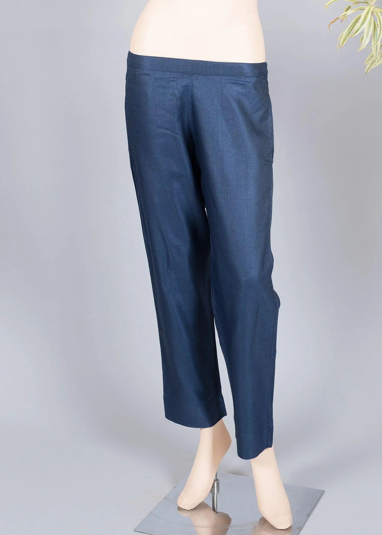 Navy Color Tapered Cotton Tussar Pants