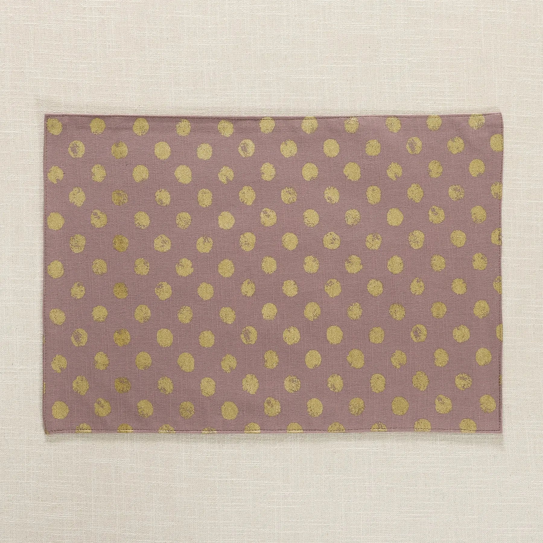 Polka Dot Gold & Brown Cotton Table Mat Set of 6