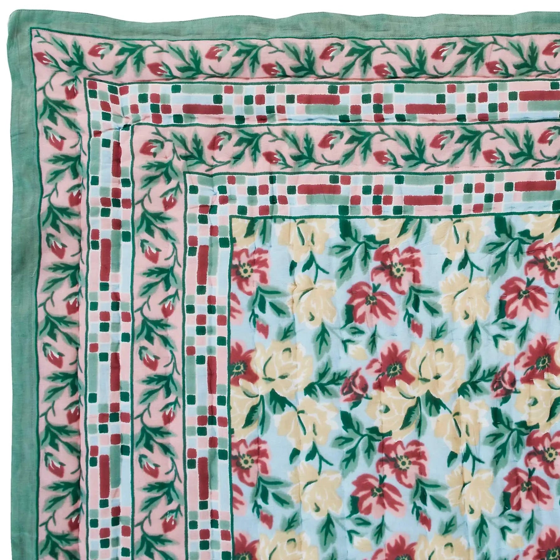 Italian Rose Multi Color Hand Screen Print Cotton AC Quilt