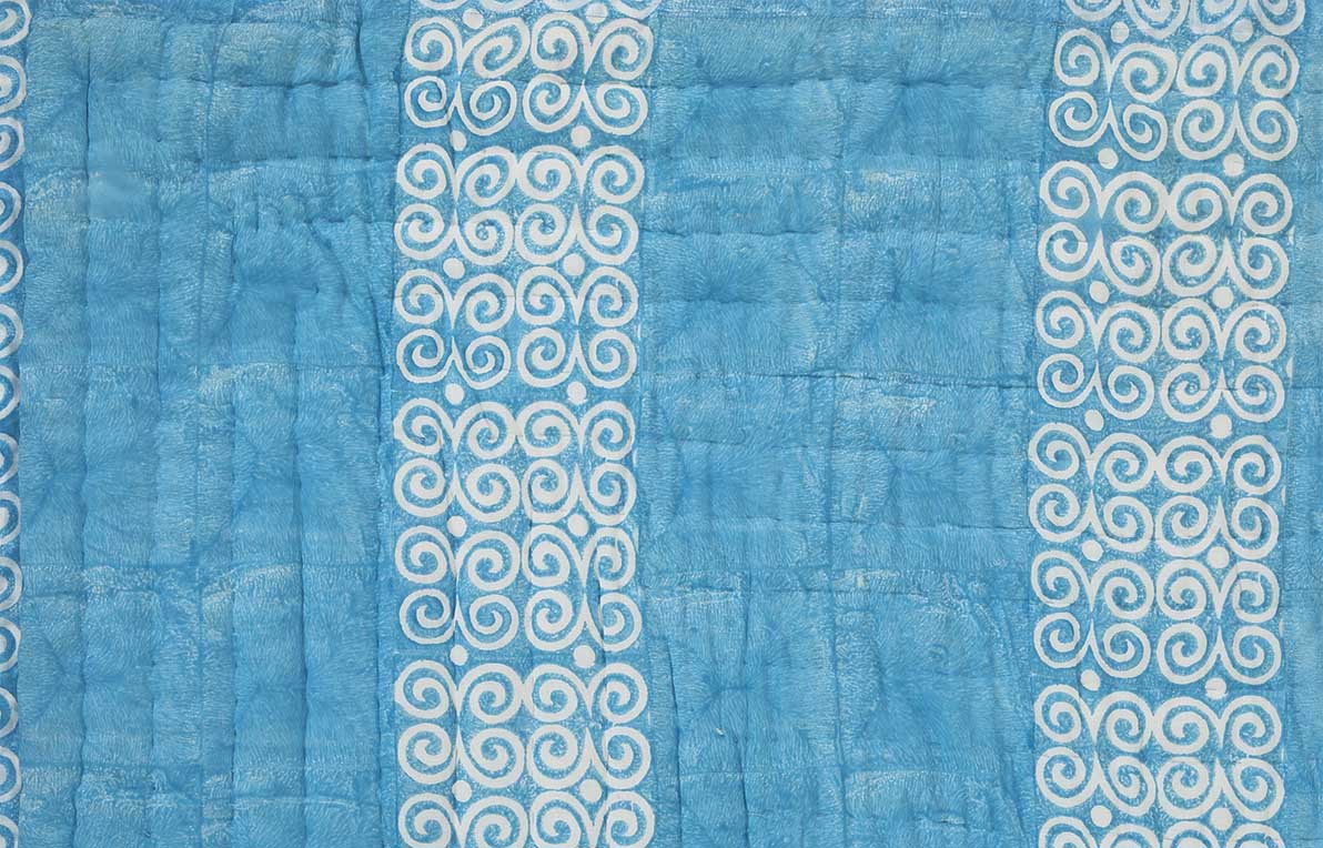 Spiral Blue Hand Block Print Extra Cotton Filling Quilt